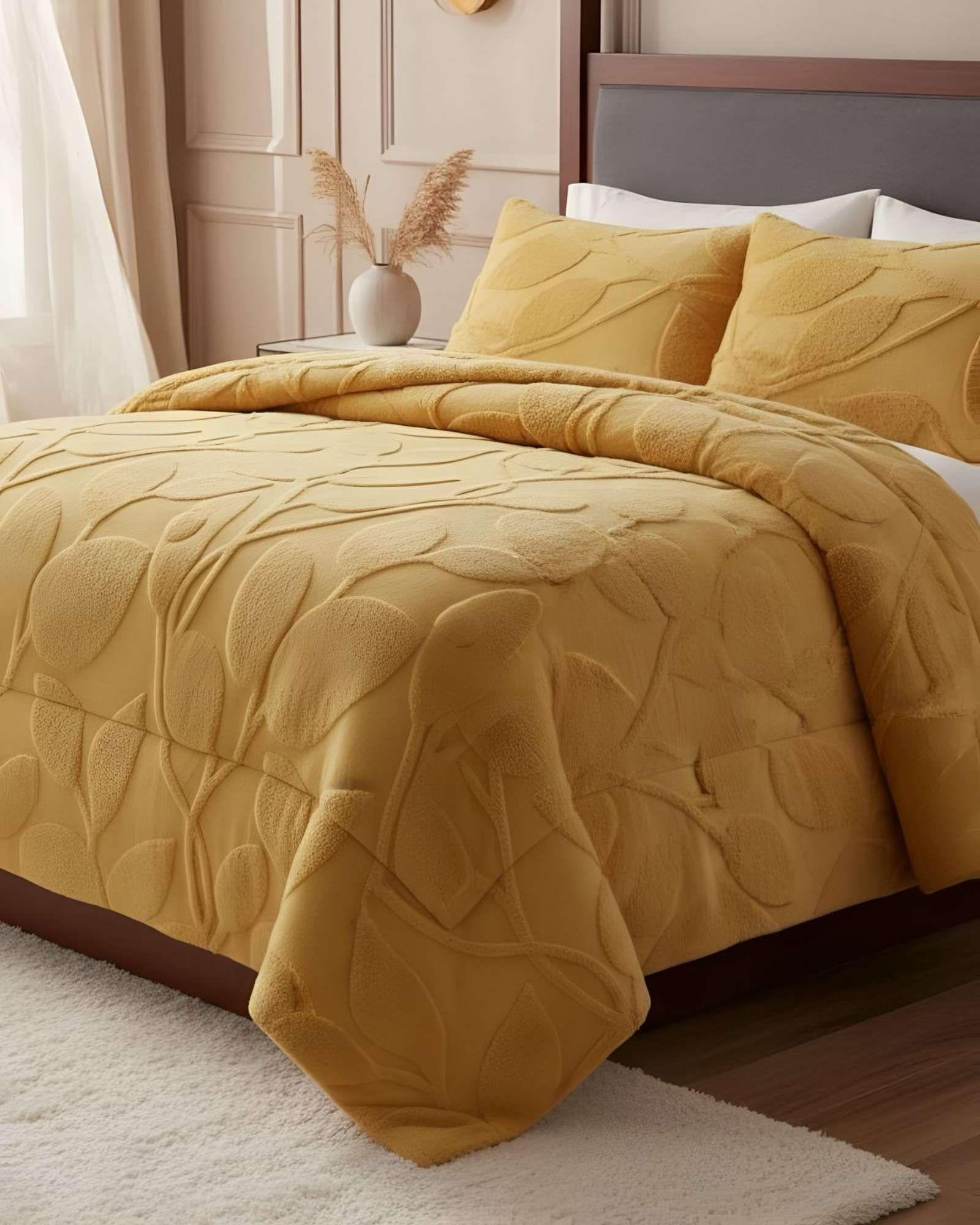 Cubrecama Acolchado con chiporro diseño Texturizado Hojas 2 Plazas  TF5-3