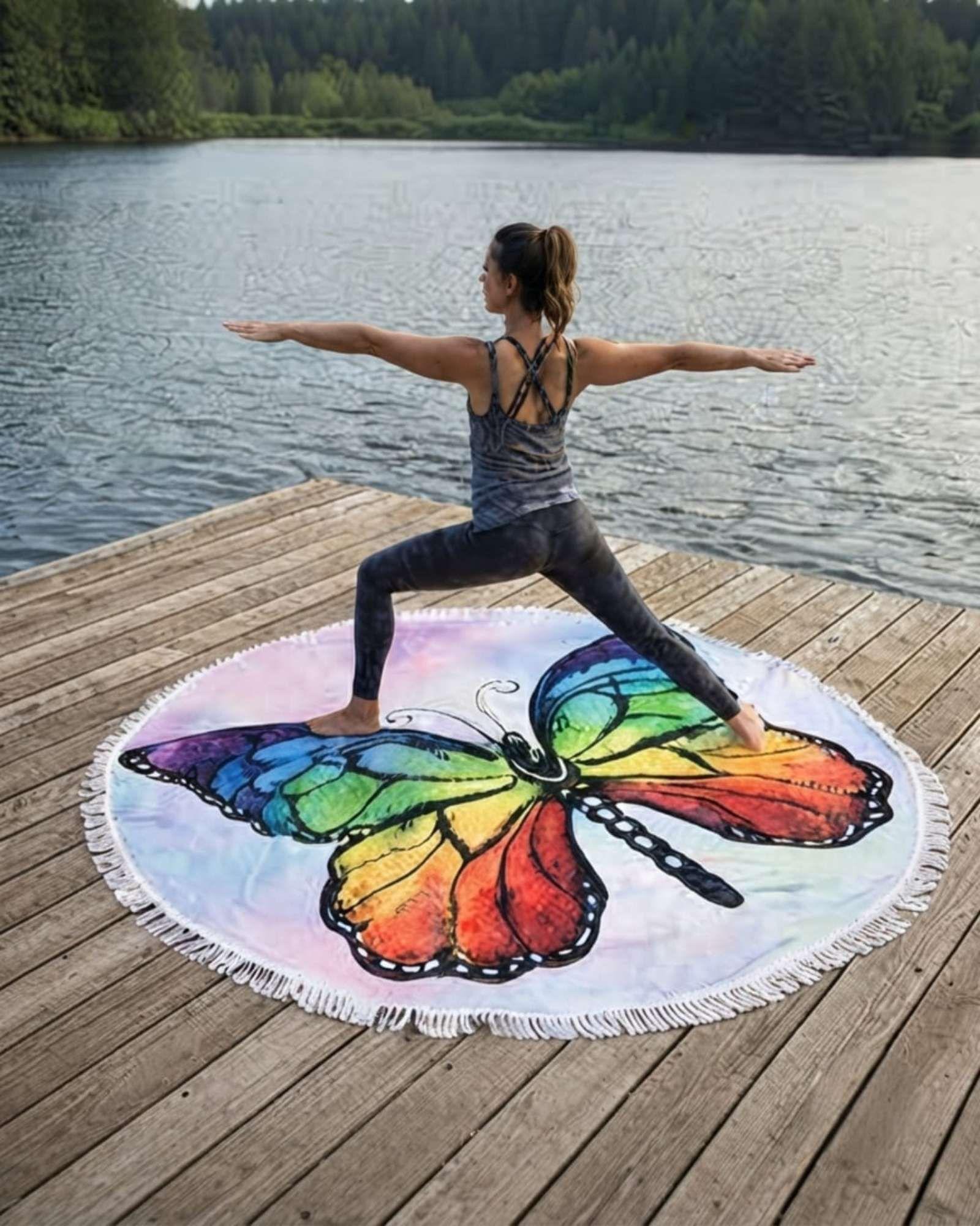 Toalla Mandala De Playa Redonda con Flecos Diseños Verano. C6-3