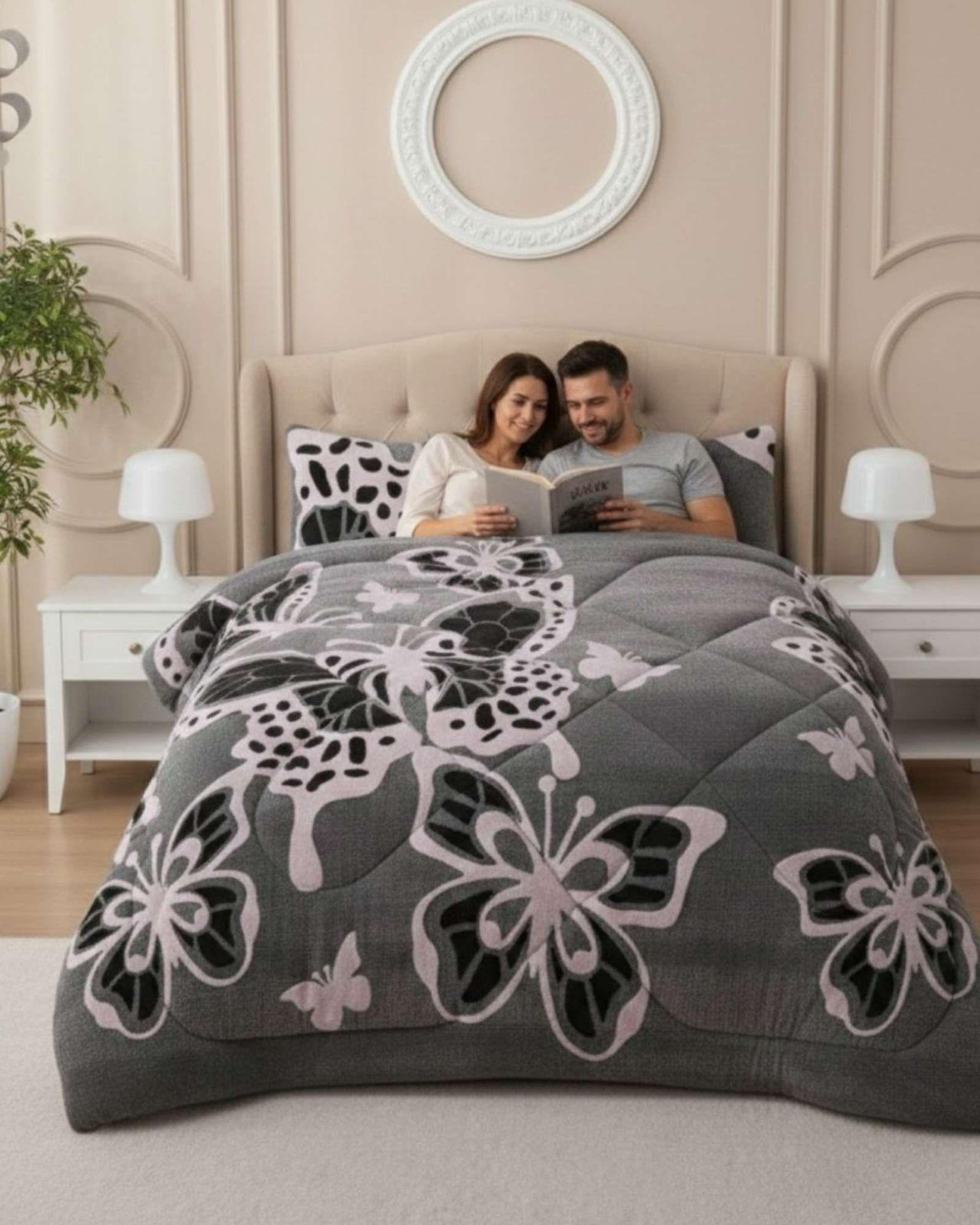 Cubrecama Chiporro Diseño Mariposa Suave y Abrigador 2 Plazas A29-1