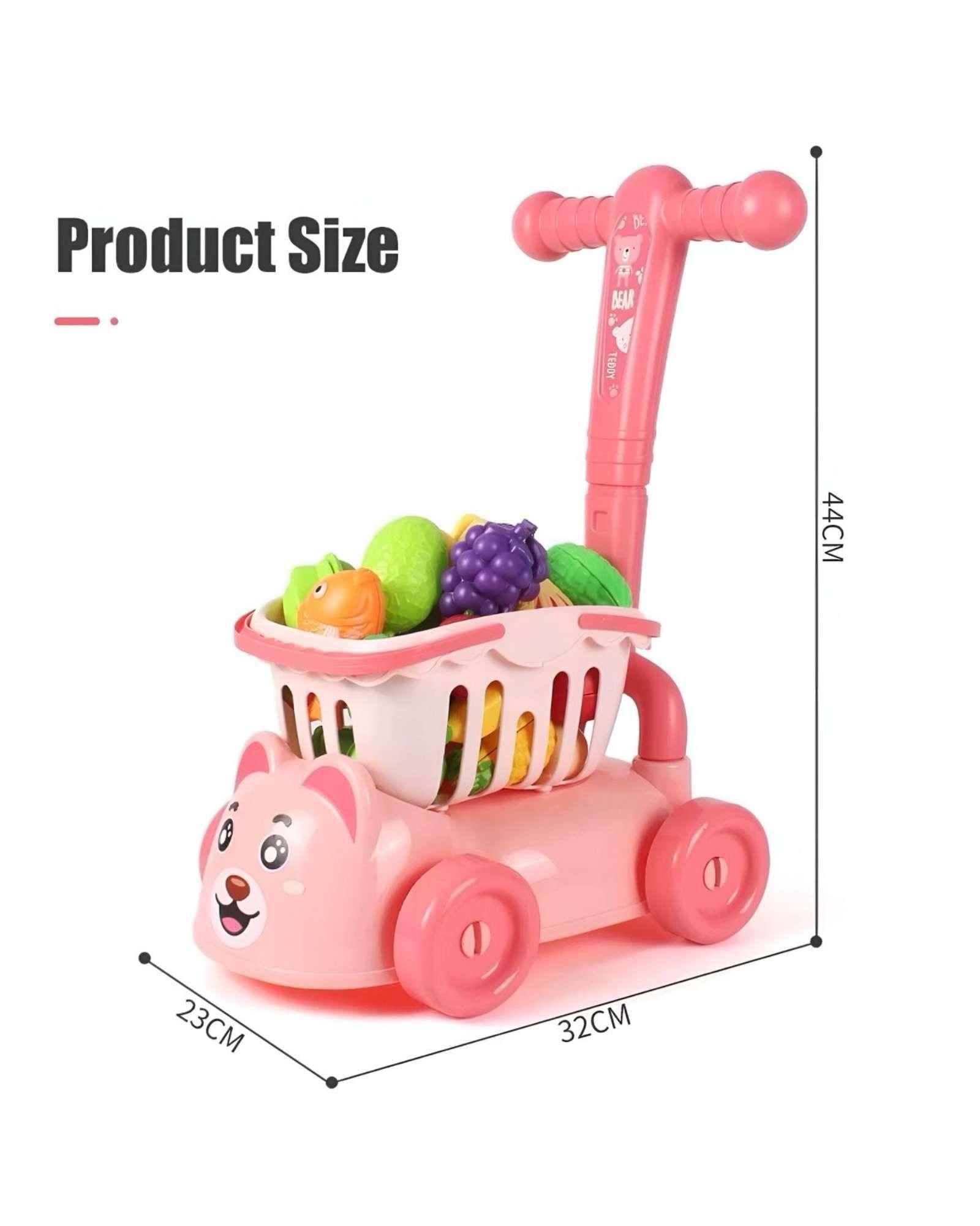 CARRO ANDADOR CORREPASILLOS DE COMPRAS FRUTAS Y VERDURAS ROSA-4