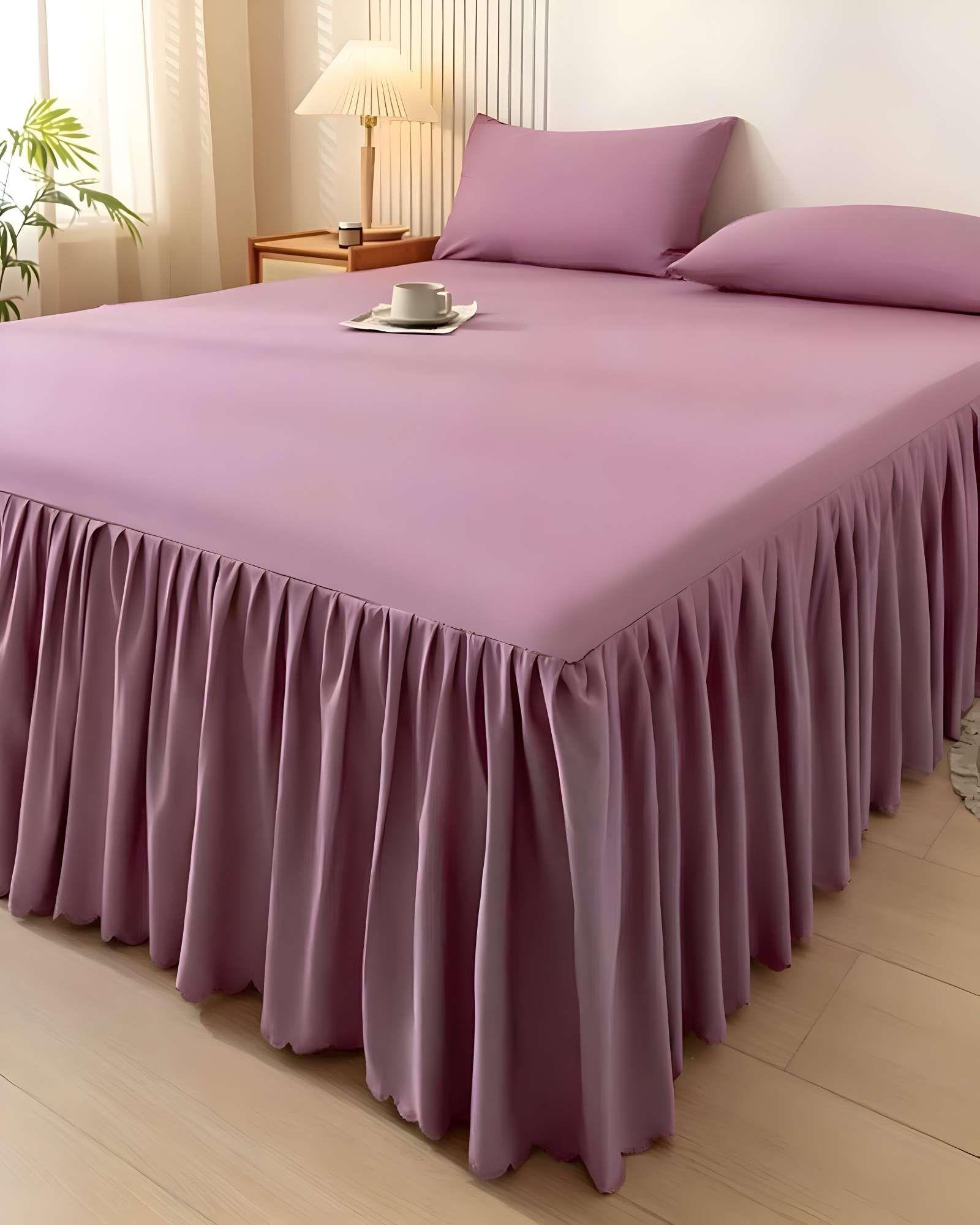 FALDON DE CAMA PARA BASE CON VOLADO 2 PLAZAS 150X200 CM ROSA-2