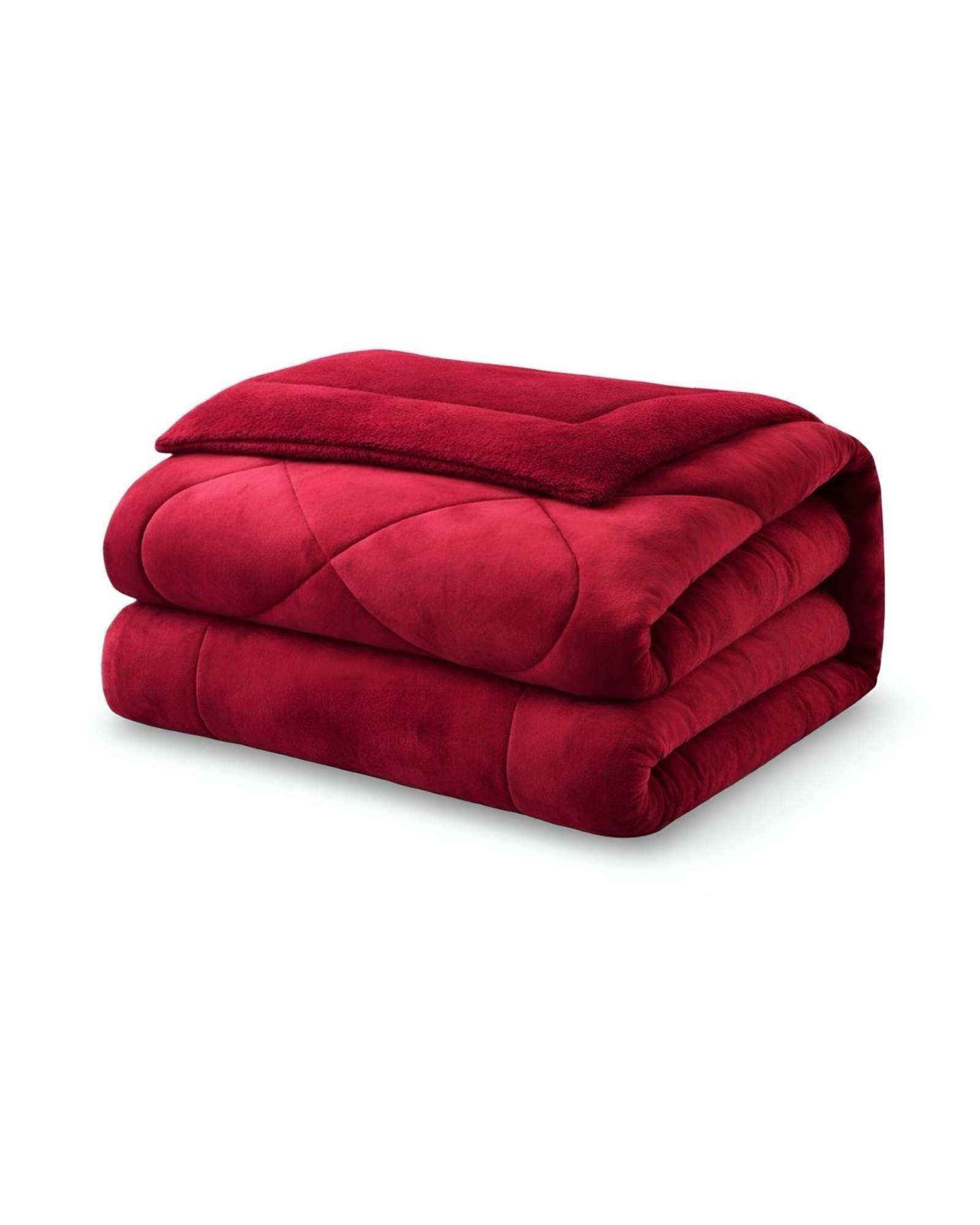Cubrecama plush con chiporro Acolchado liso 2 plazas burdeo-4