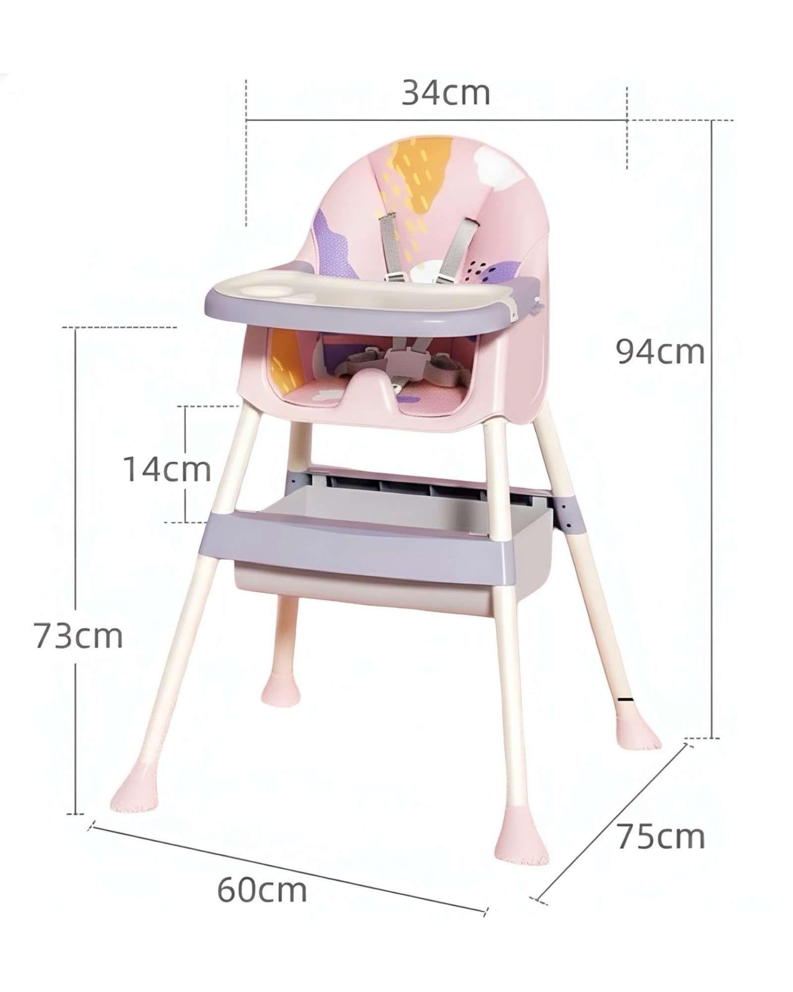Silla de Comer Multifuncional para Bebé 2 en 1 Rosa-4