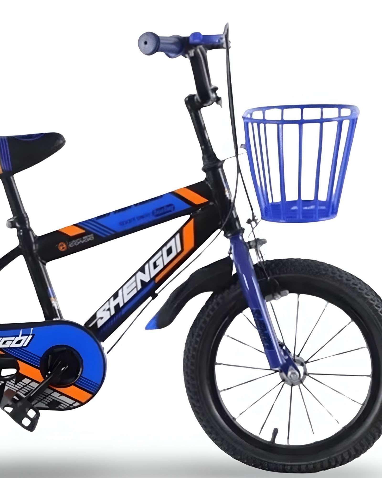 Bicicleta Aro 14 Con Ruedas De Aprendizaje Para Niños Azul + Kit de Protección-2