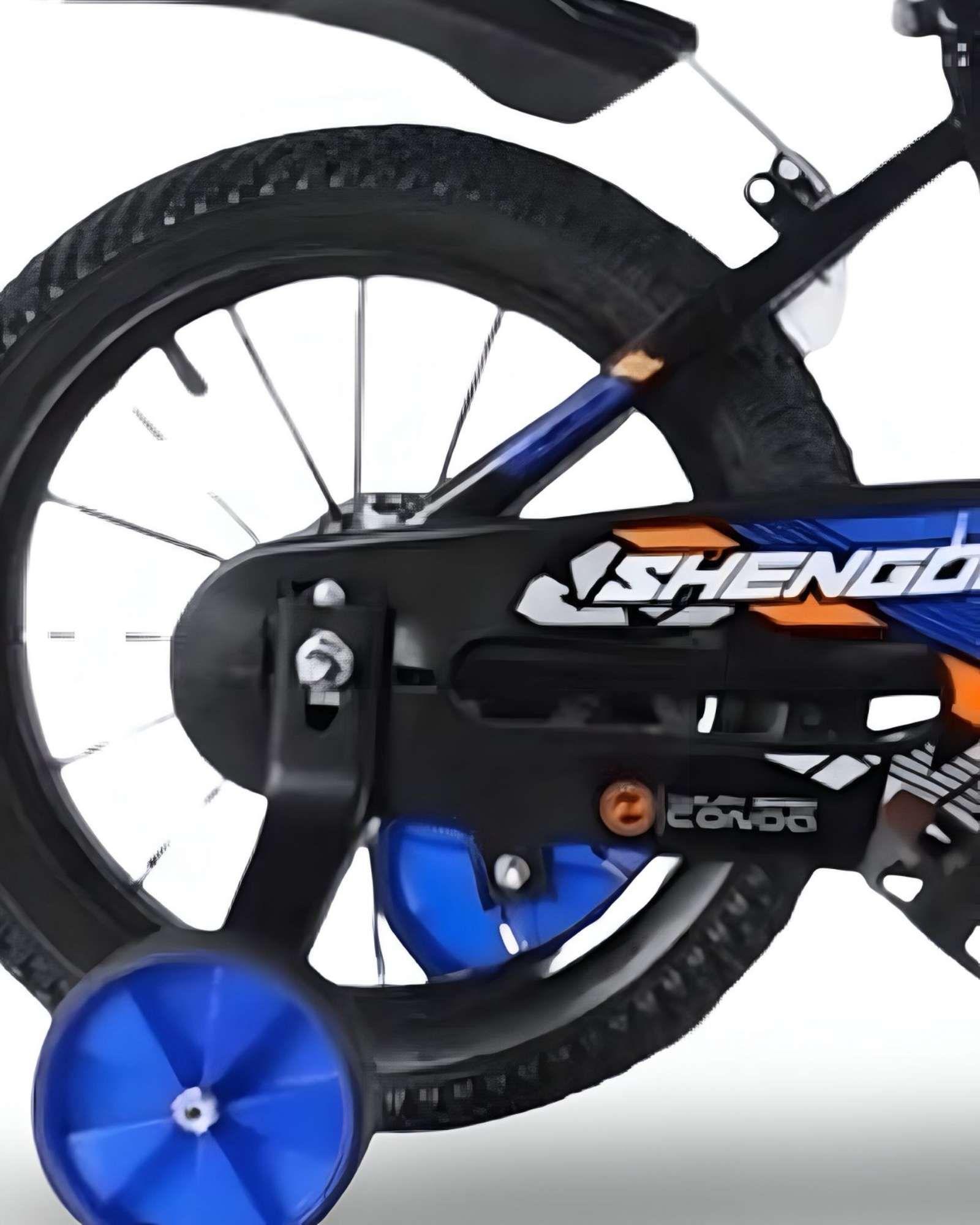 Bicicleta Aro 14 Con Ruedas De Aprendizaje Para Niños Azul + Kit de Protección-3