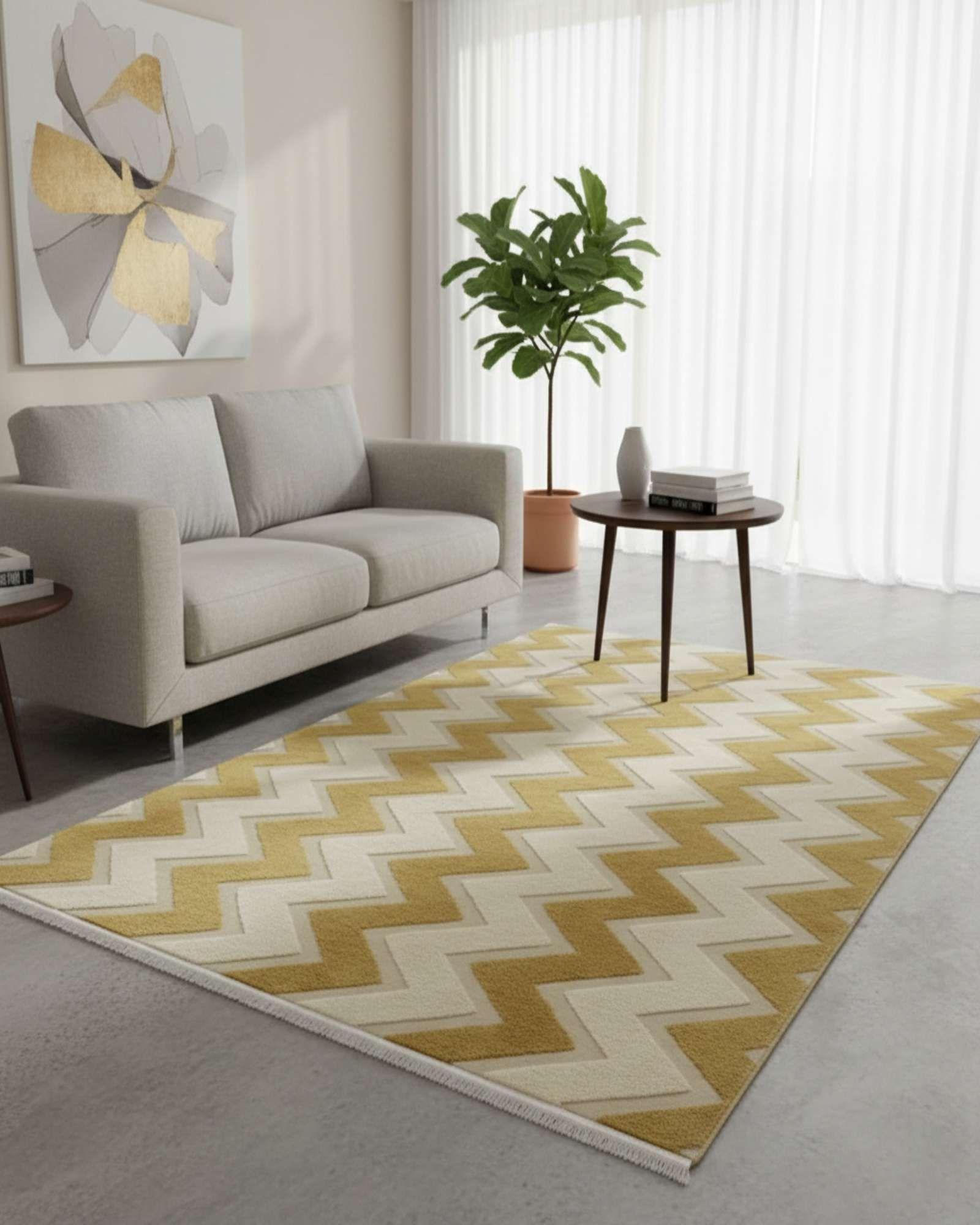 ALFOMBRA TEXTURIZADA DISEÑO JACQUARD ANTIDESLIZANTE 150X200 CM A01-3