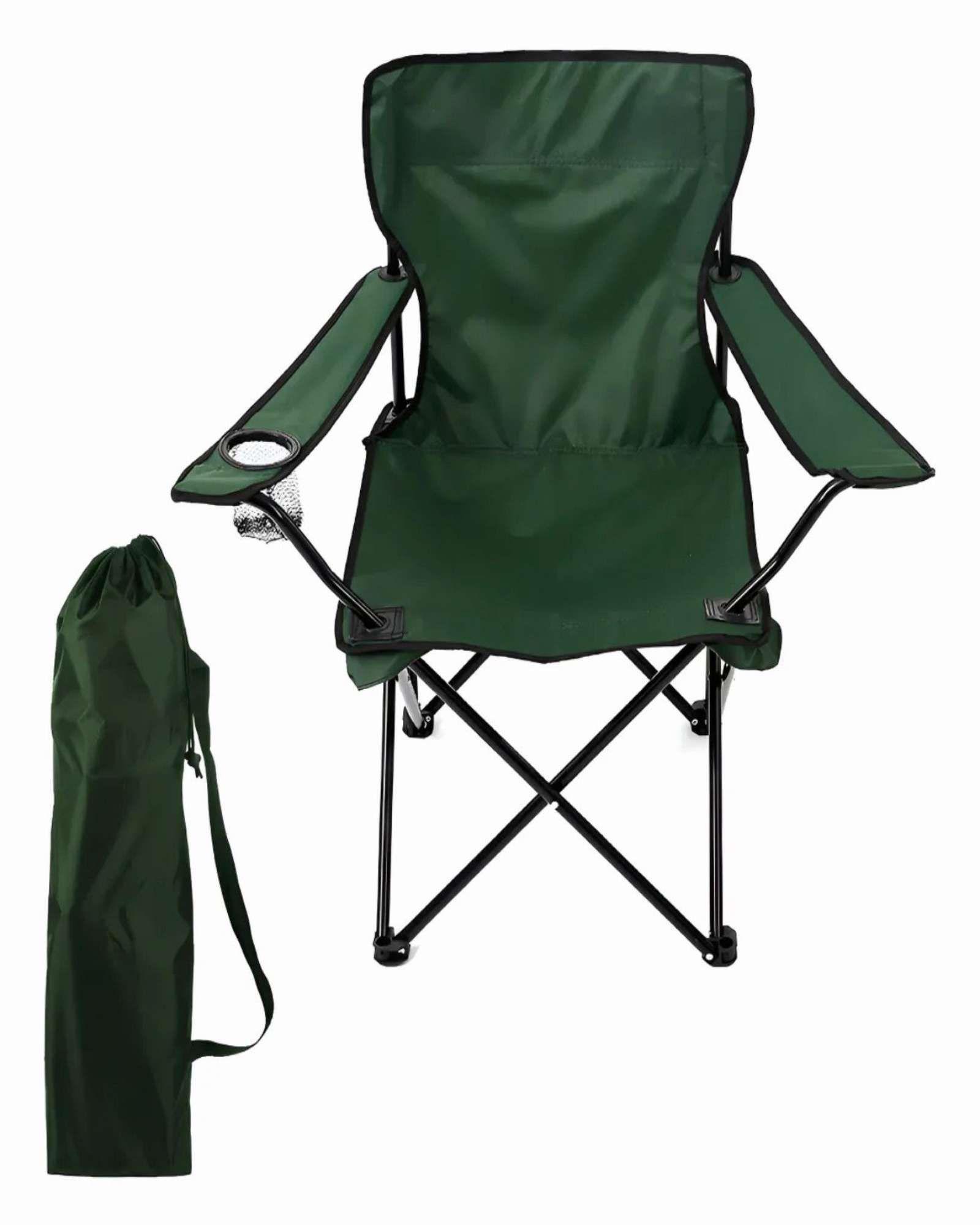 Pack de 2 Sillas De Playa o Camping Plegable con Porta Vaso Verde-0