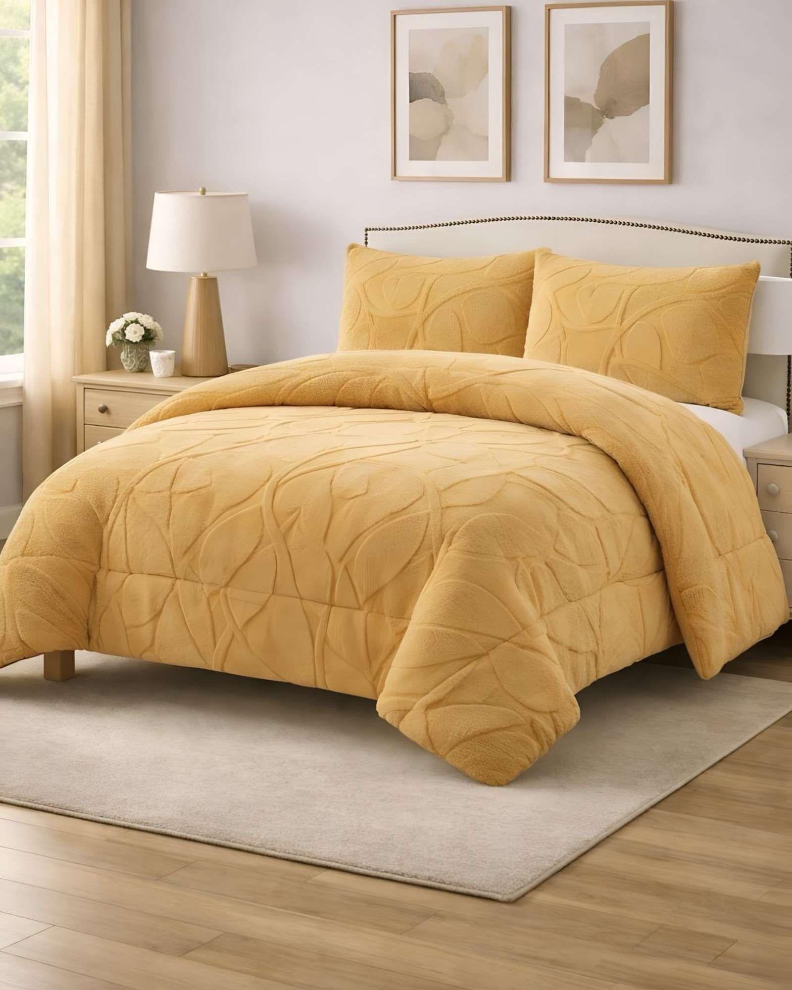 Cubrecama Acolchado con chiporro diseño Texturizado Hojas King K5-4