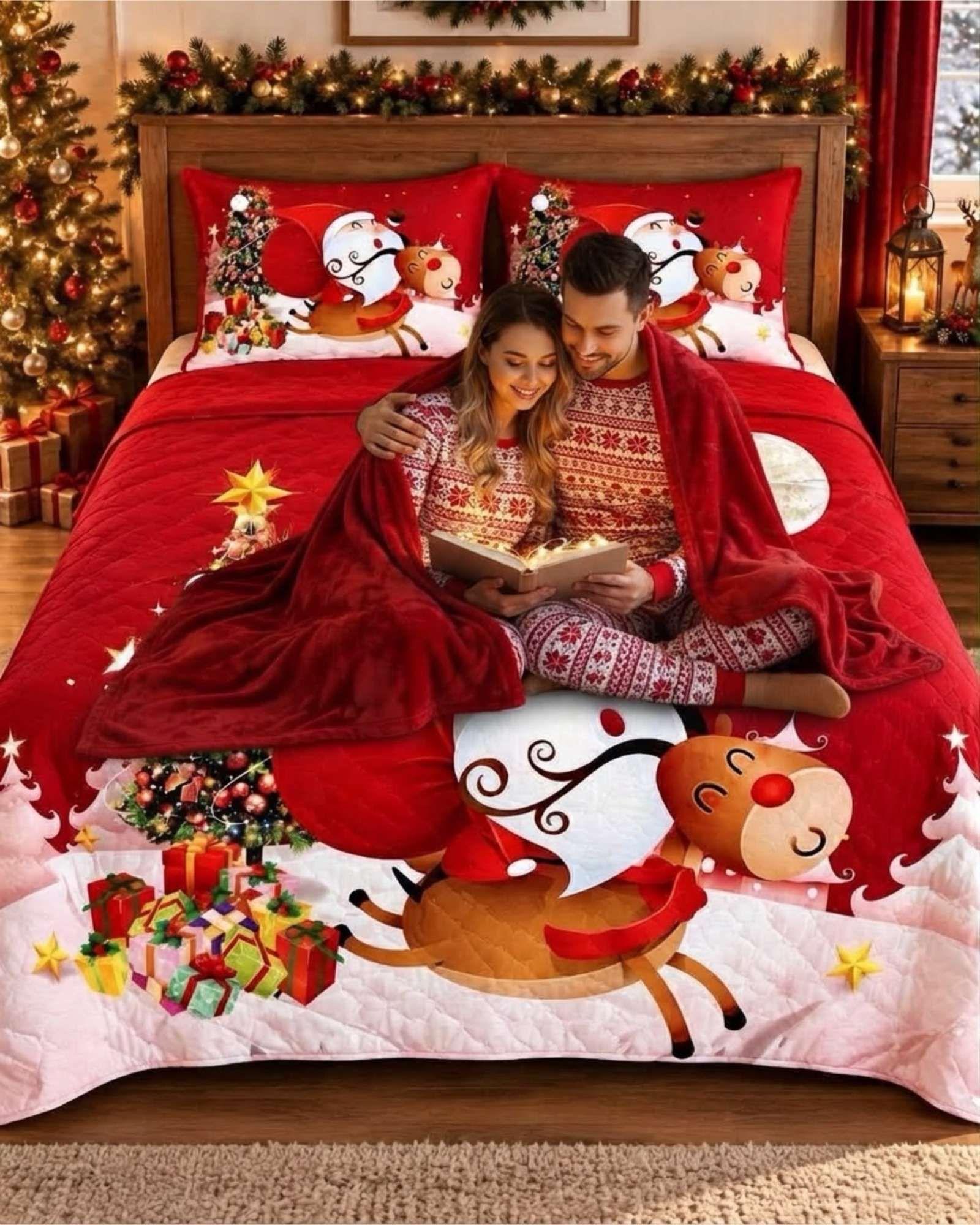 Cubrecama Quilt Navideño 2 Plazas con Diseño  A4-5