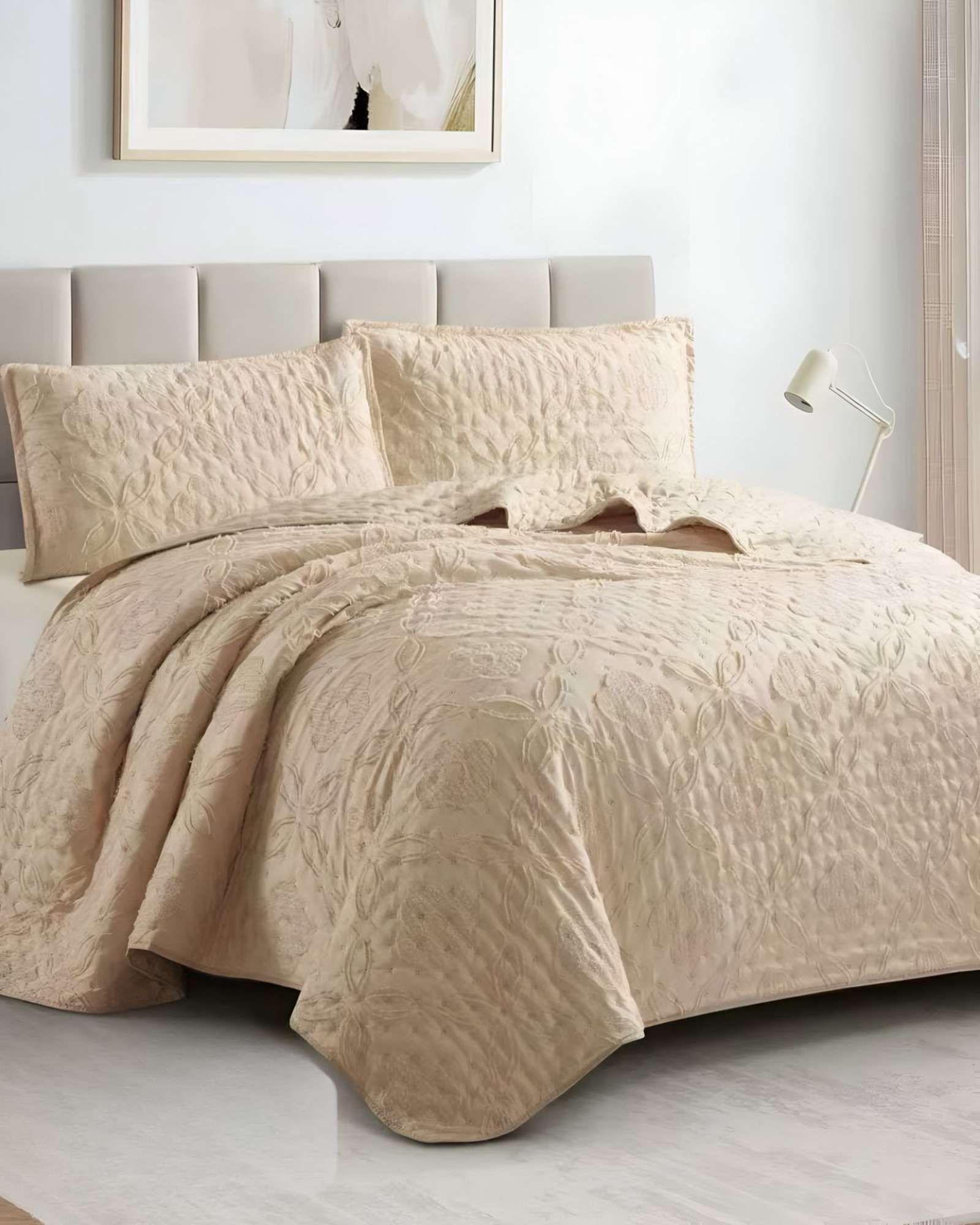 CUBRECAMA QUILT DELGADO TUFTING DE LUJO SUAVE 2 PLAZAS Q7-2