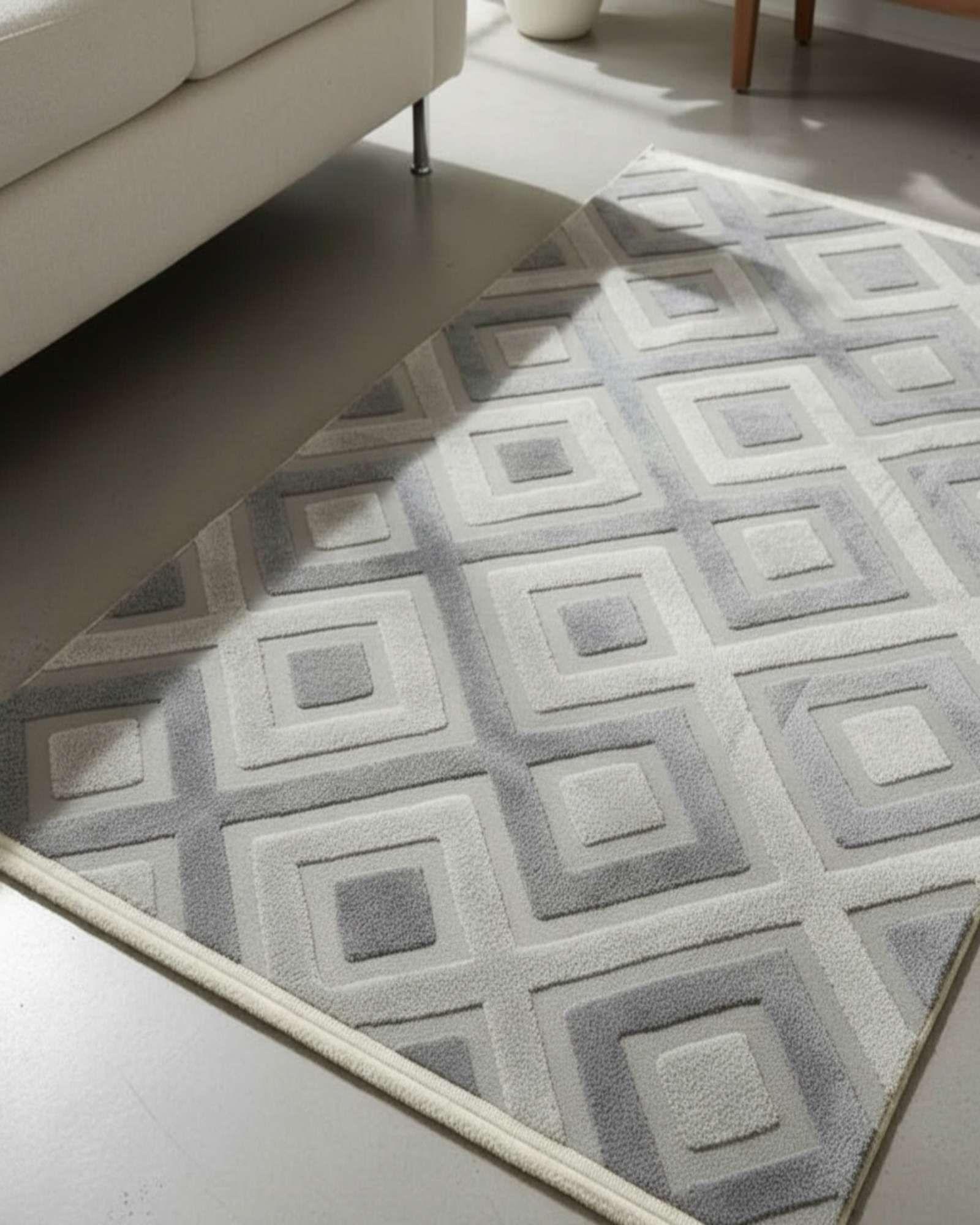 ALFOMBRA TEXTURIZADA DISEÑO JACQUARD ANTIDESLIZANTE 180X200 CM A04-2