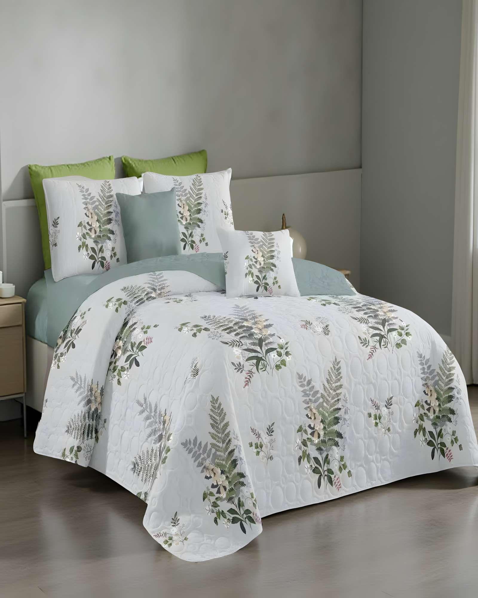 CUBRECAMA CON DISEÑOS  KING 250 X 270 CM + 2 ALMOHADAS P14-3