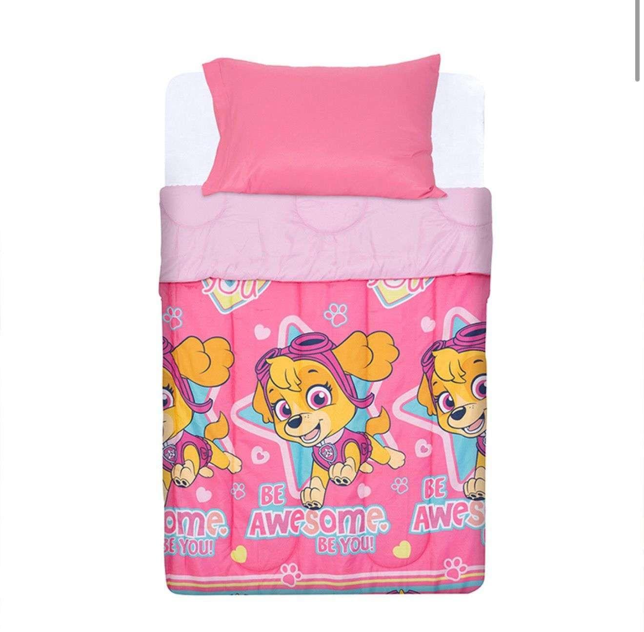 CUBRECAMA NORDICO RELLENO NIÑA SKYE PAW PATROL ROSA PLAZA Y MEDIA-1