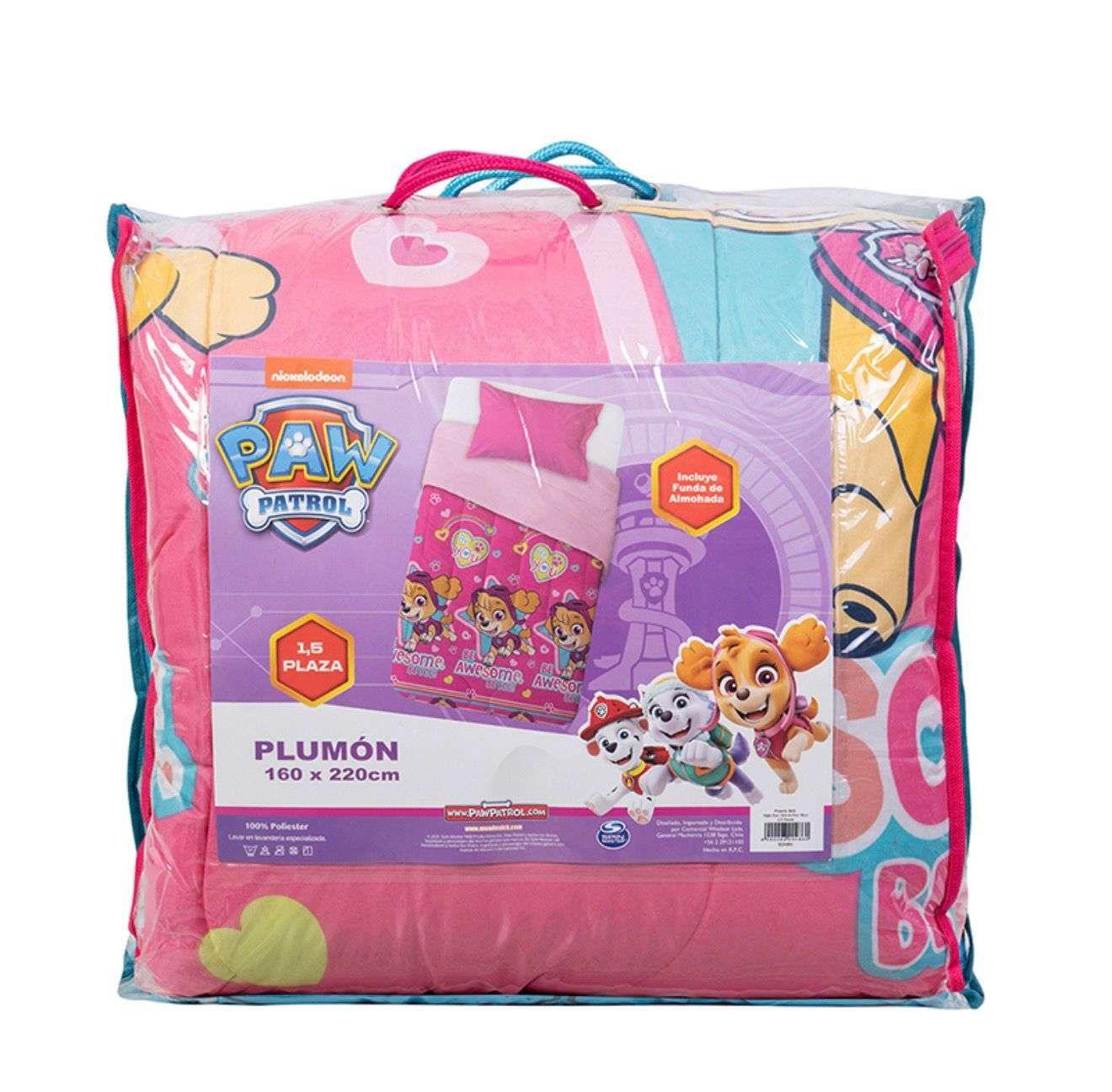 CUBRECAMA NORDICO RELLENO NIÑA SKYE PAW PATROL ROSA PLAZA Y MEDIA-2