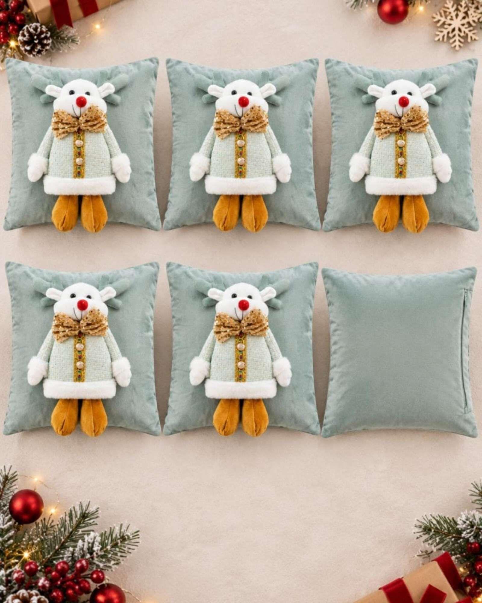 Pack de 6 Fundas para Cojín Navidad  45x45 cm  en Relieve 3D C9-1