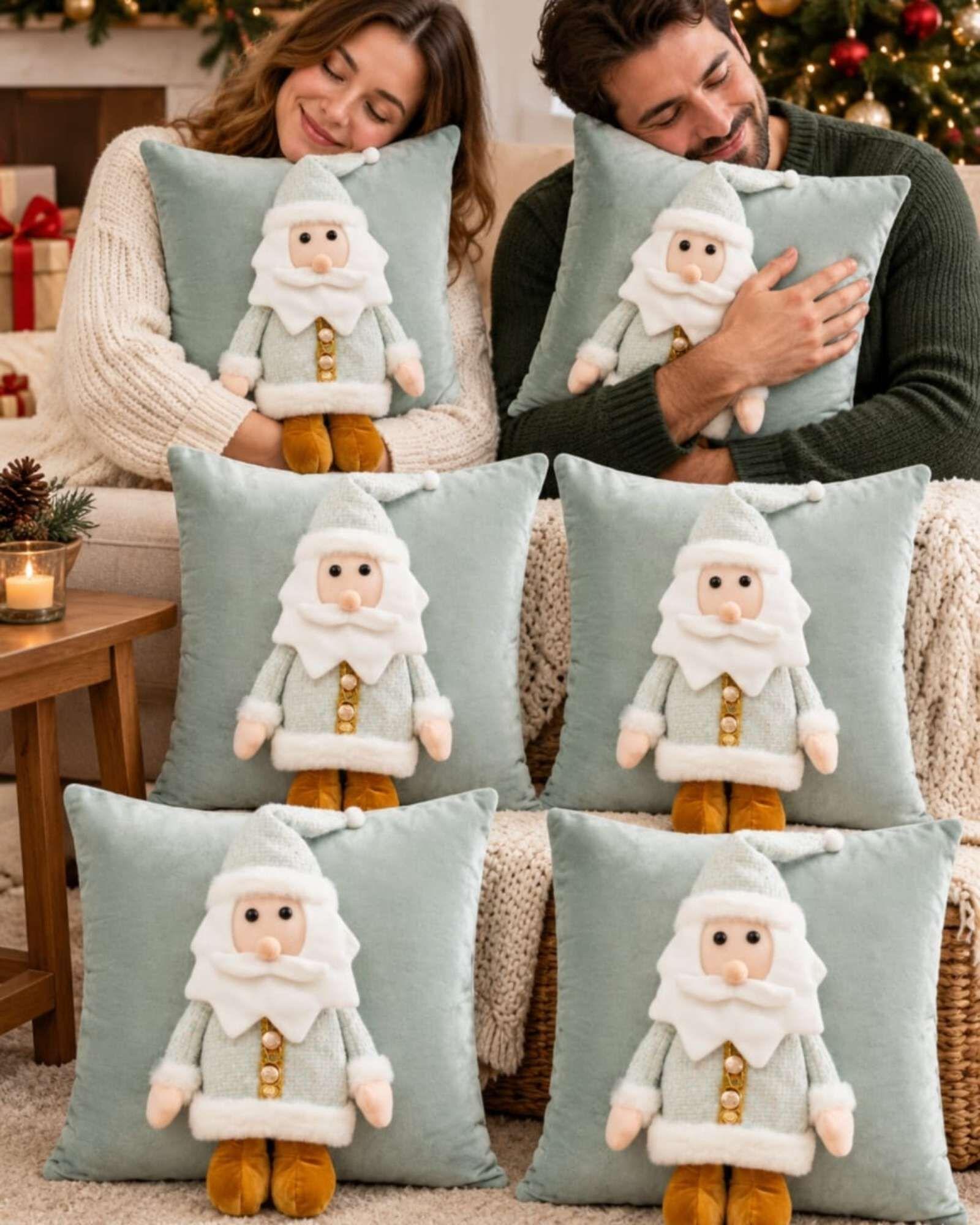 Pack de 6 Fundas para Cojín Navidad  45x45 cm  en Relieve 3D C9-4