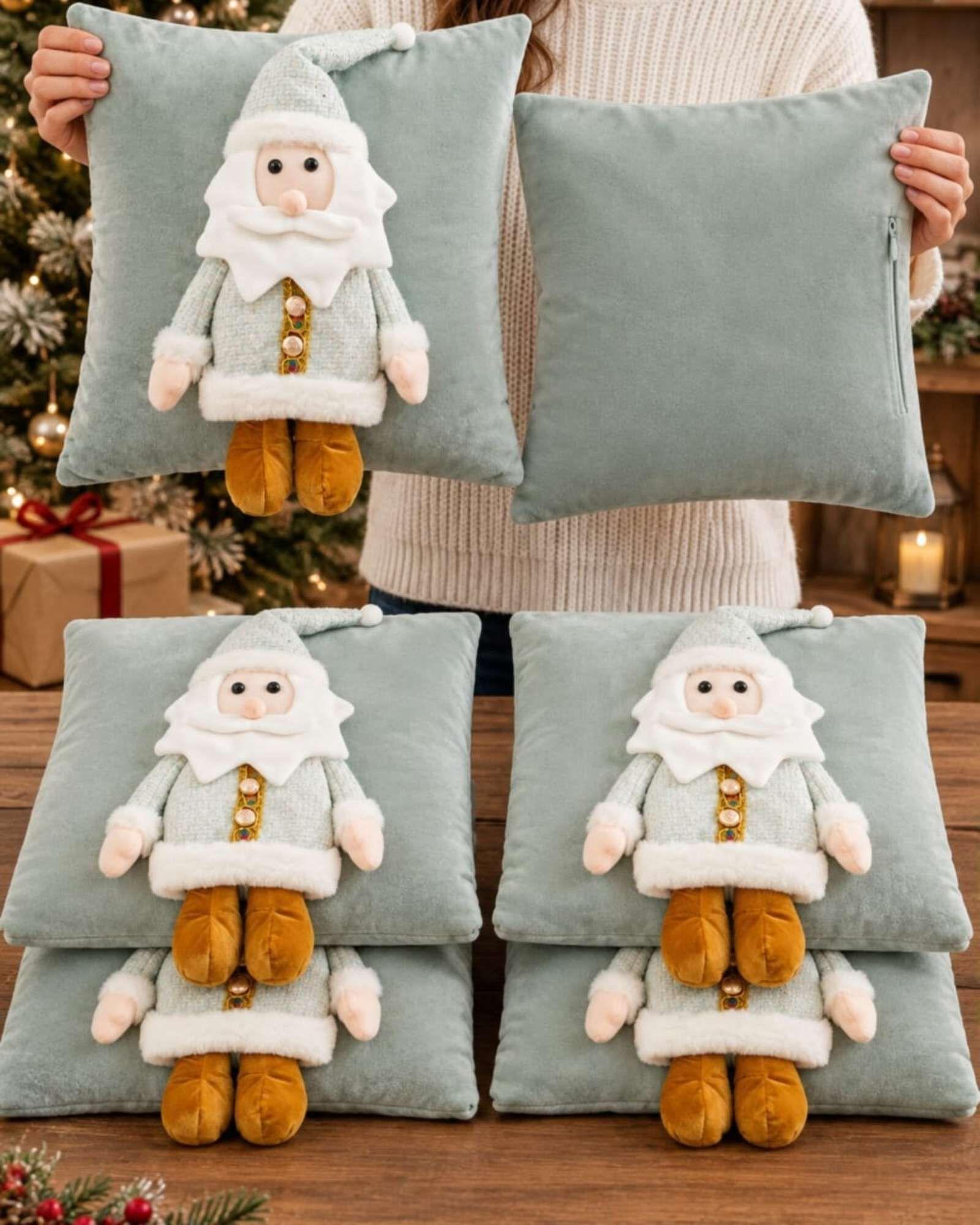 Pack de 6 Fundas para Cojín Navidad  45x45 cm  en Relieve 3D C9-6