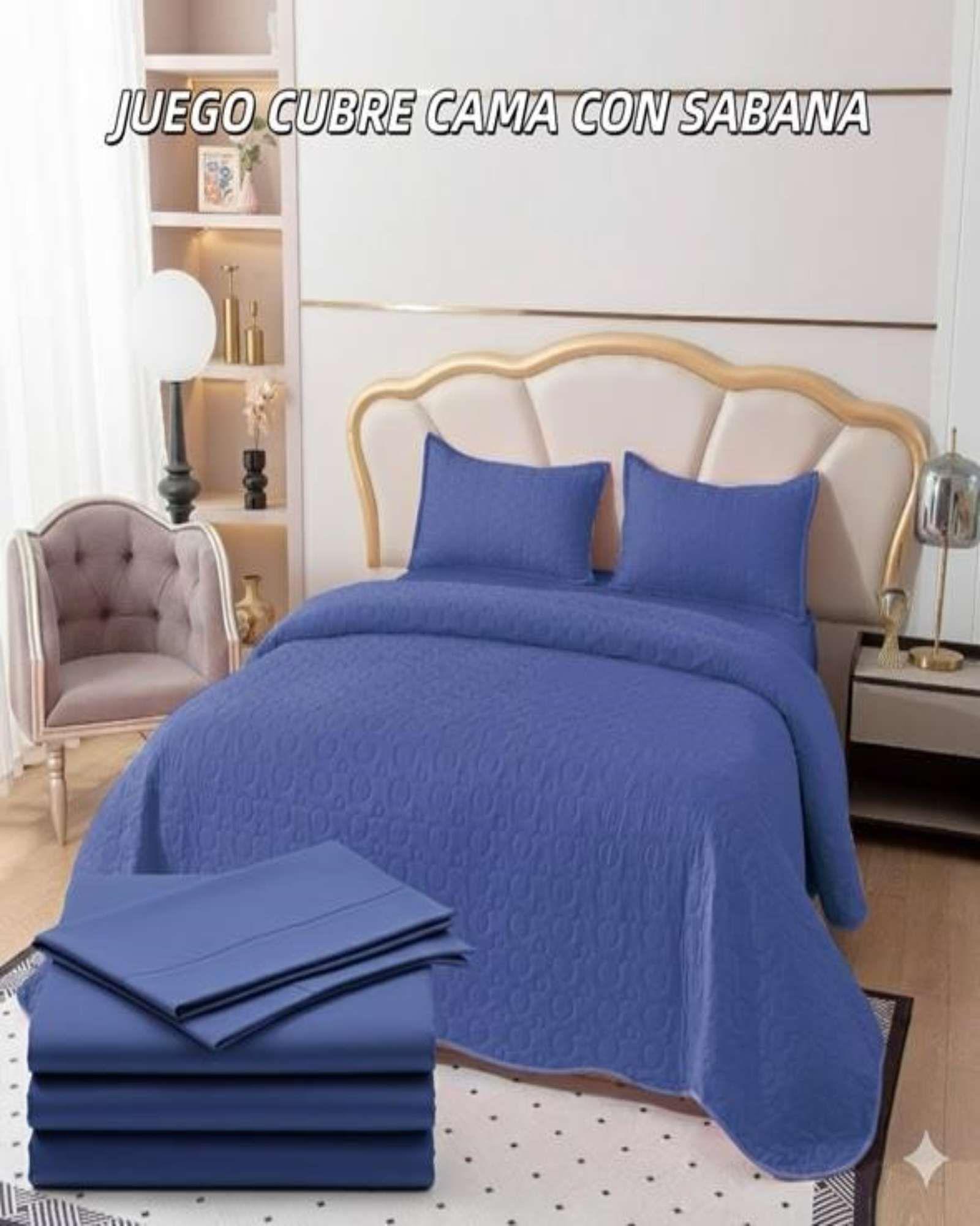 SABANA CON CUBRECAMA DE VERANO 2 PLAZAS + 2 ALMOHADAS s48-3