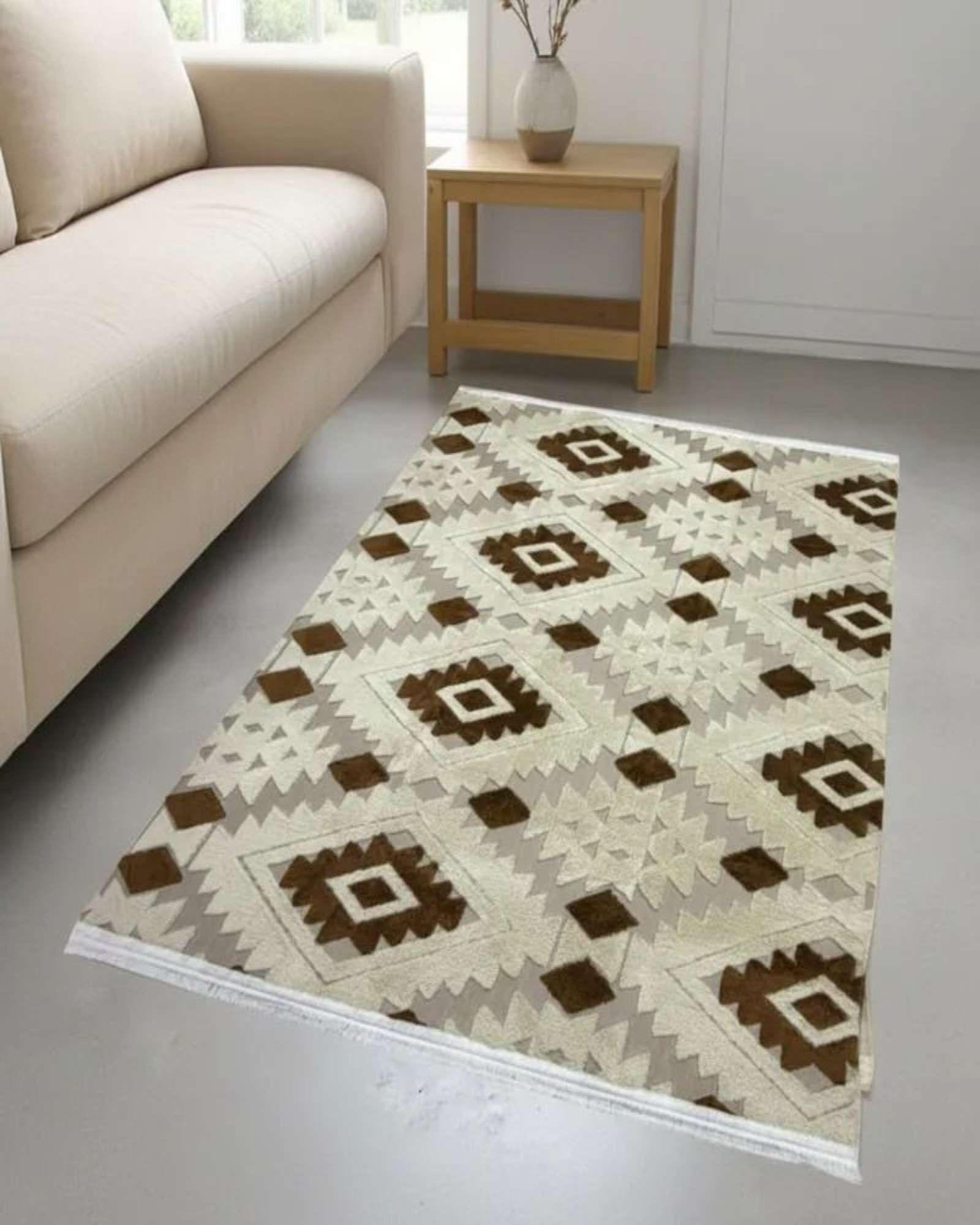 ALFOMBRA TEXTURIZADA DISEÑO JACQUARD ANTIDESLIZANTE 150X200 CM A05-2