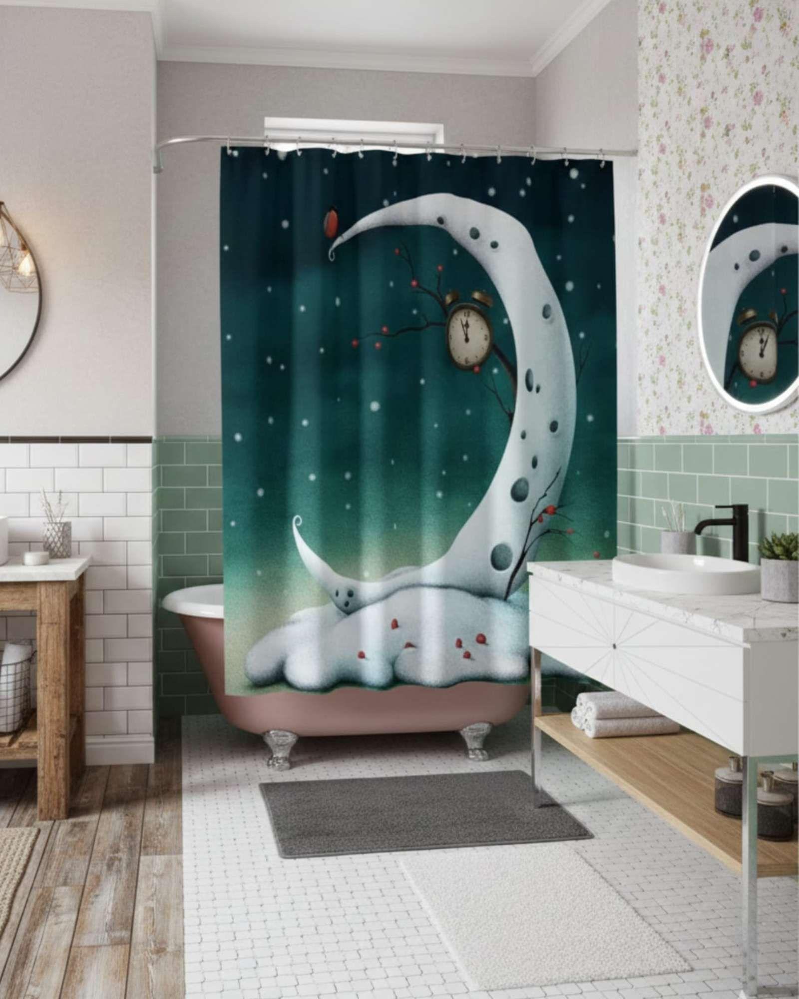 Juego de Cortina de Baño Tela Género + Forro Impermeable T6-3