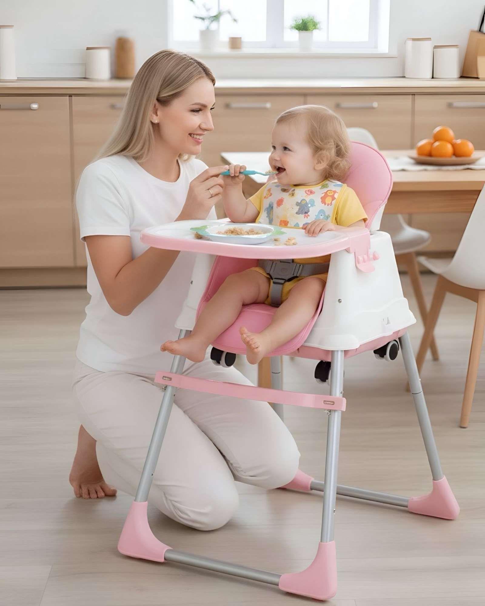 Silla de Comer Multifuncional para Bebé 3 en 1 Rosa-1