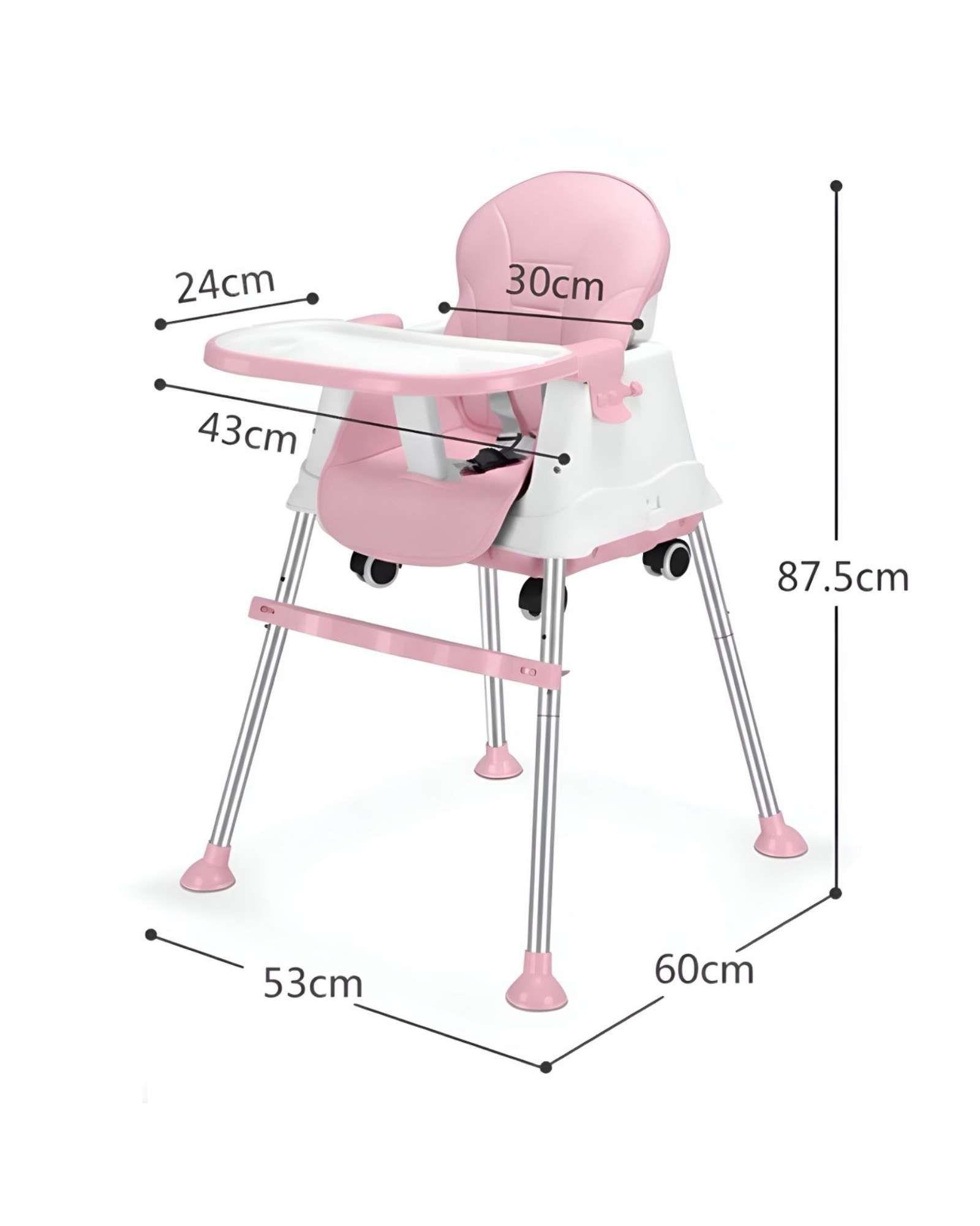 Silla de Comer Multifuncional para Bebé 3 en 1 Rosa-4