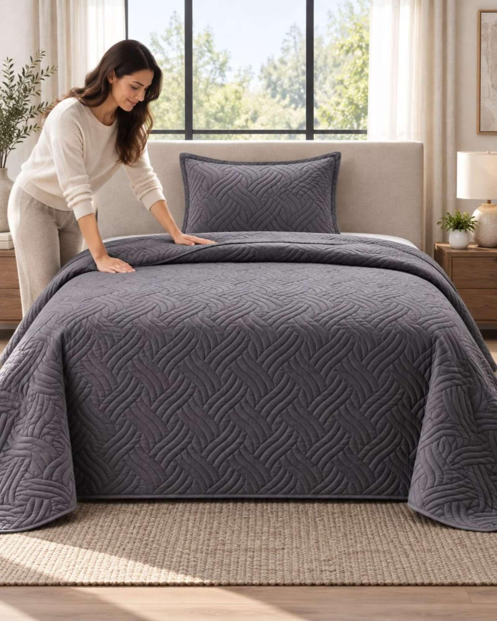 Cubrecama de Verano Plaza y Media Mas Funda De Almohada C23-0