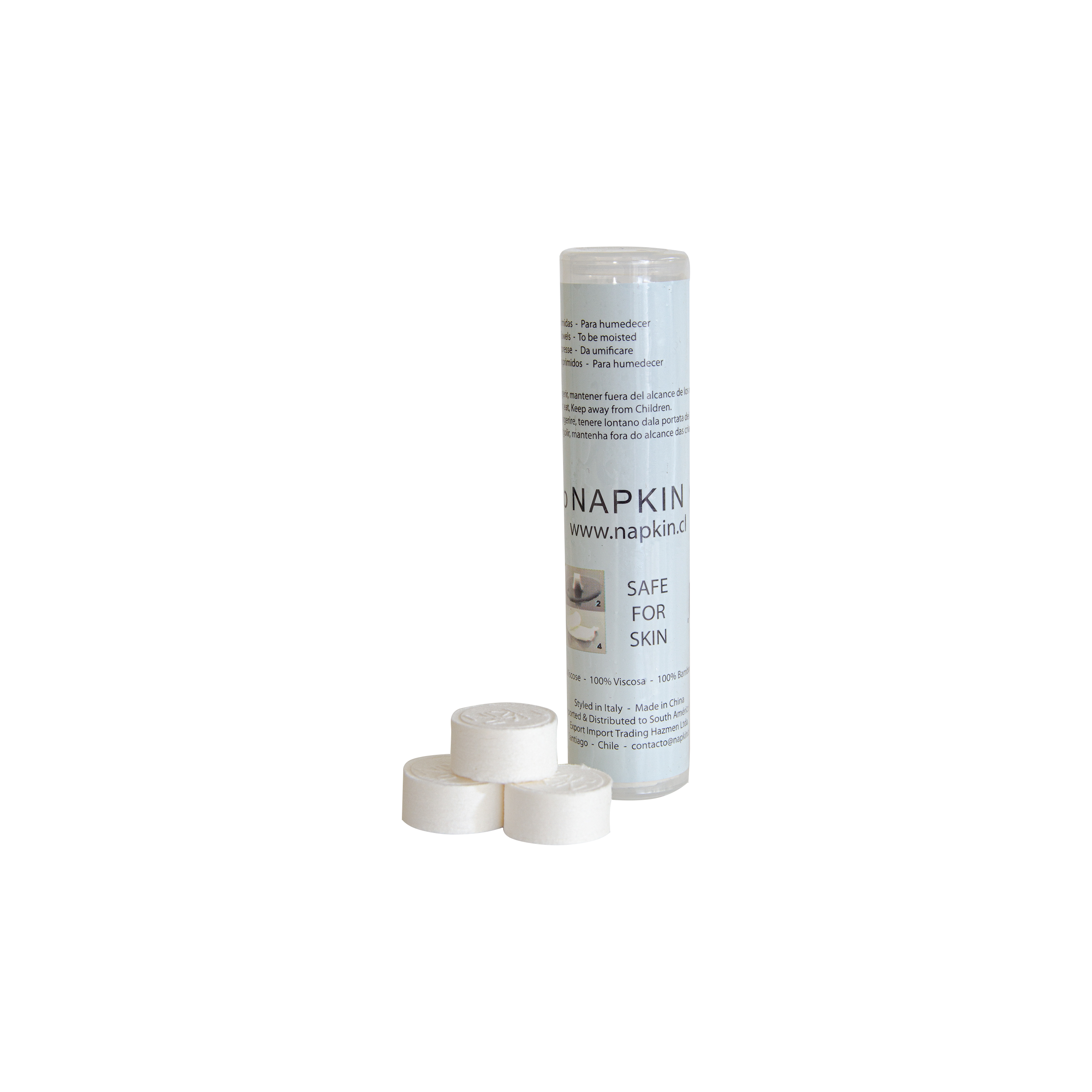 TUBO RECARGABLE CON 10 UN DE TOALLITAS COMPRIMIDAS ECO NAPKIN 100 FIBRA BAMB-0