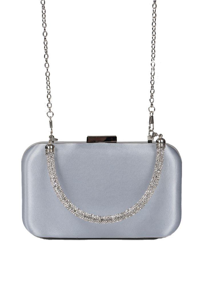 Cartera de fiesta CRX16 Plata Tela-2