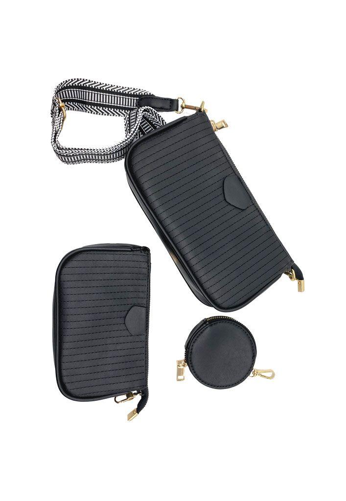 Cartera + estuche + monedero Ecocuero Negro CRS88-3