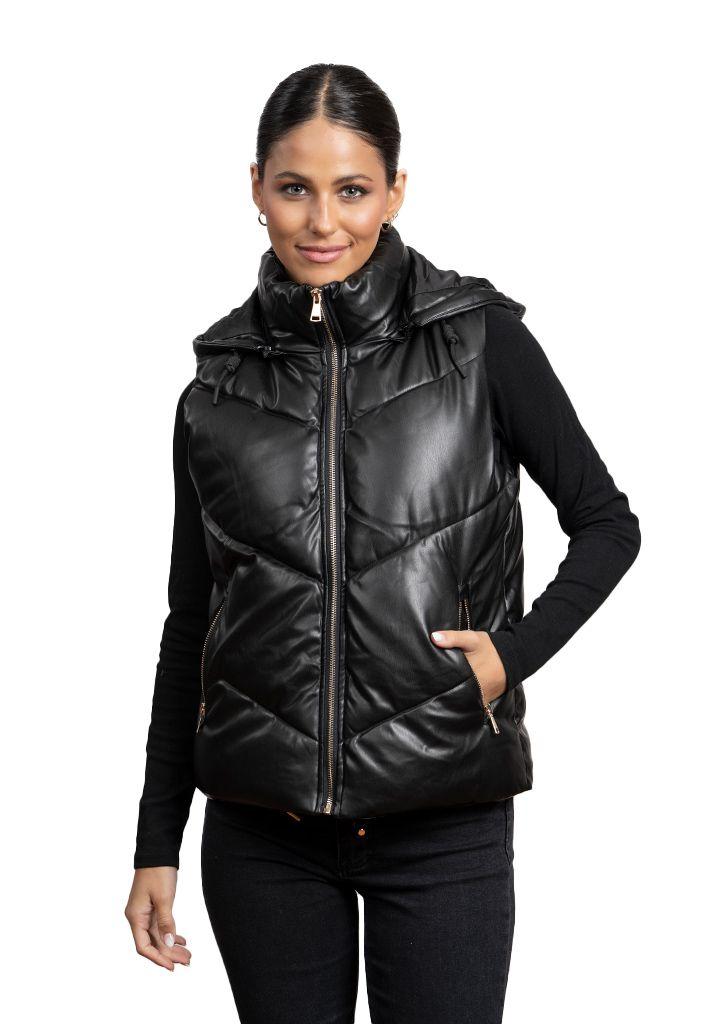 Puffa sin Manga CHG76 Ecocuero Negro-0