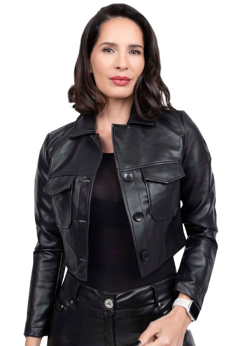 Chaqueta Crop EcoCuero CHG63 Negro-0