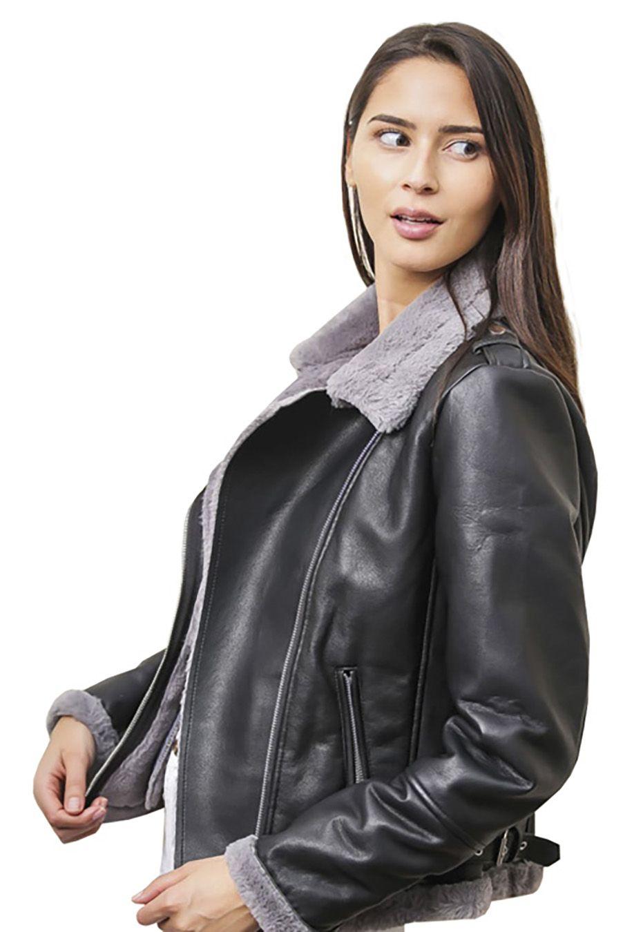 Chaqueta Ecocuero CHF77 NegroGris-1