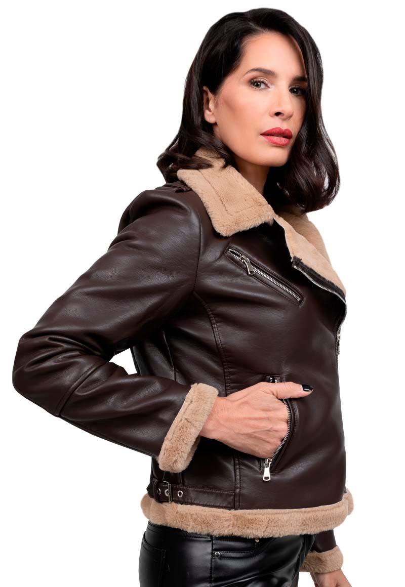 Chaqueta EcoCuero CHG68 Café-1