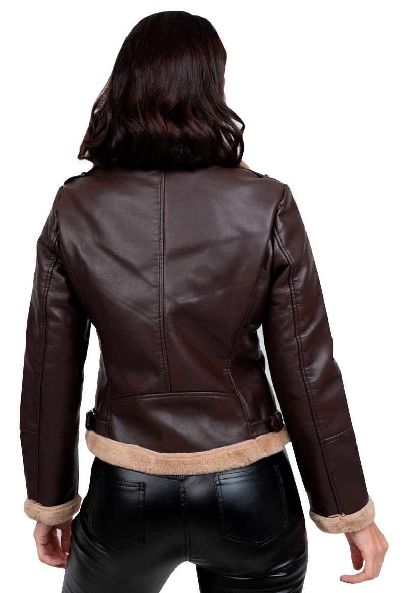 Chaqueta EcoCuero CHG68 Café-2