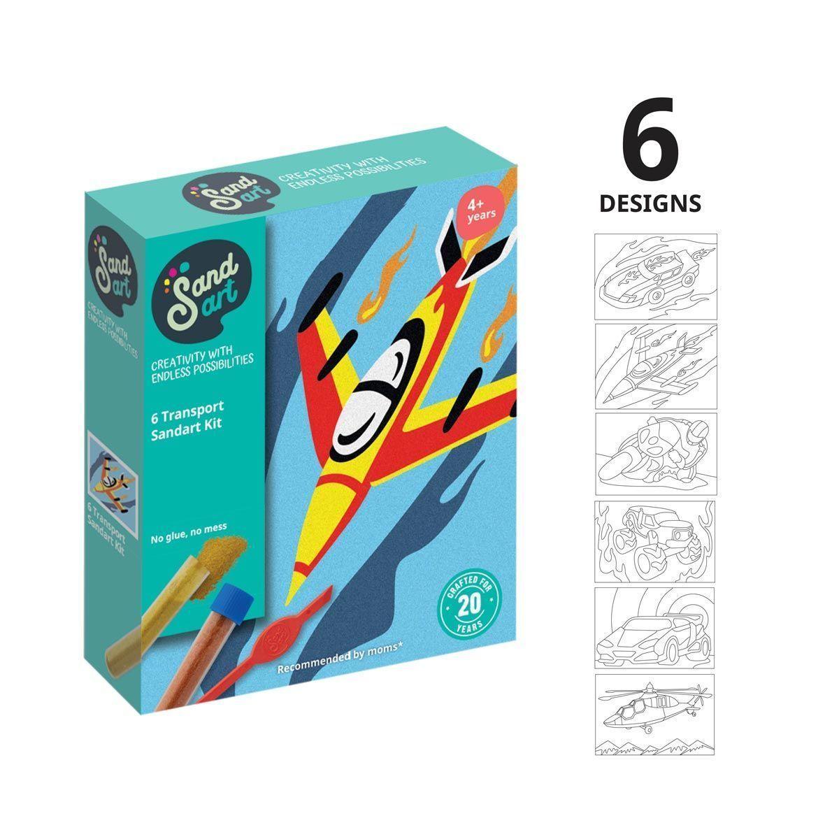 Sandart | Kit Arte con Arena Transportes 6 Diseños | Manualidades Niños-2