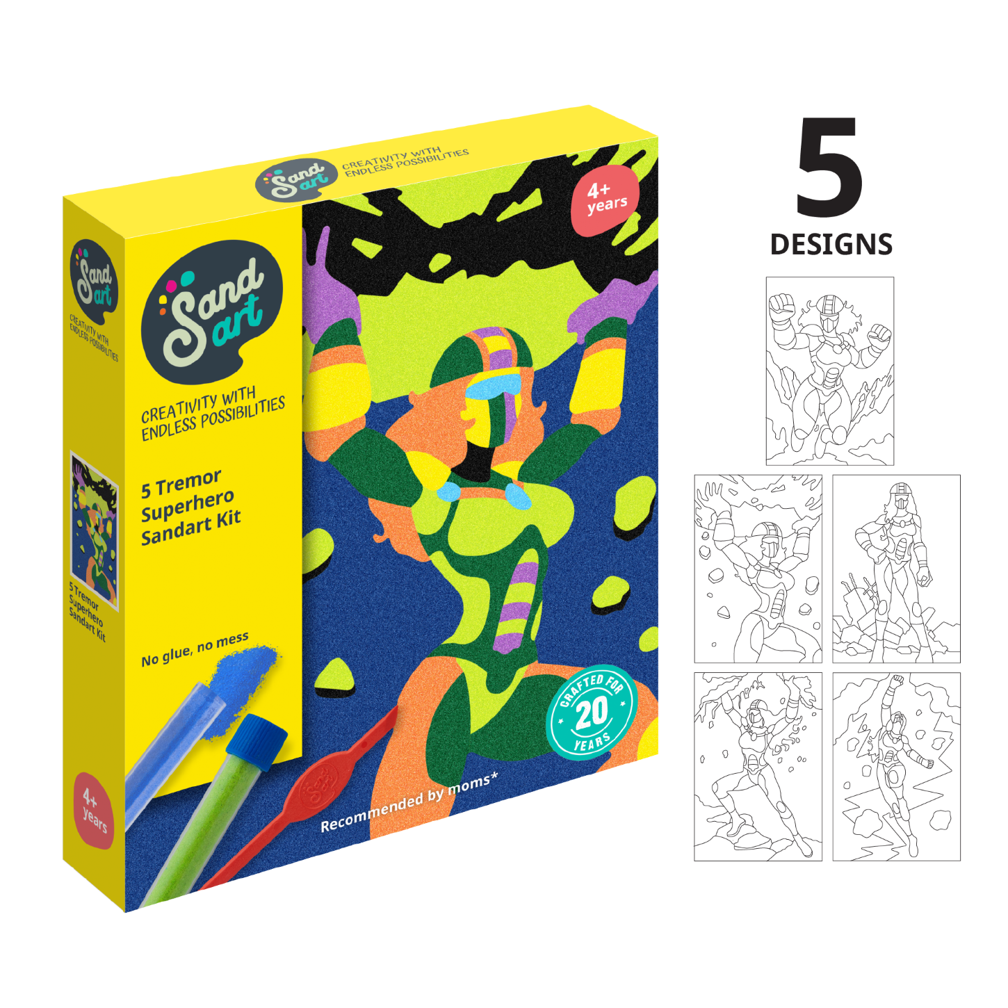  Sandart | Kit Arte con Arena Neon Superhéroe Tremor Colores Fluorescentes |-2