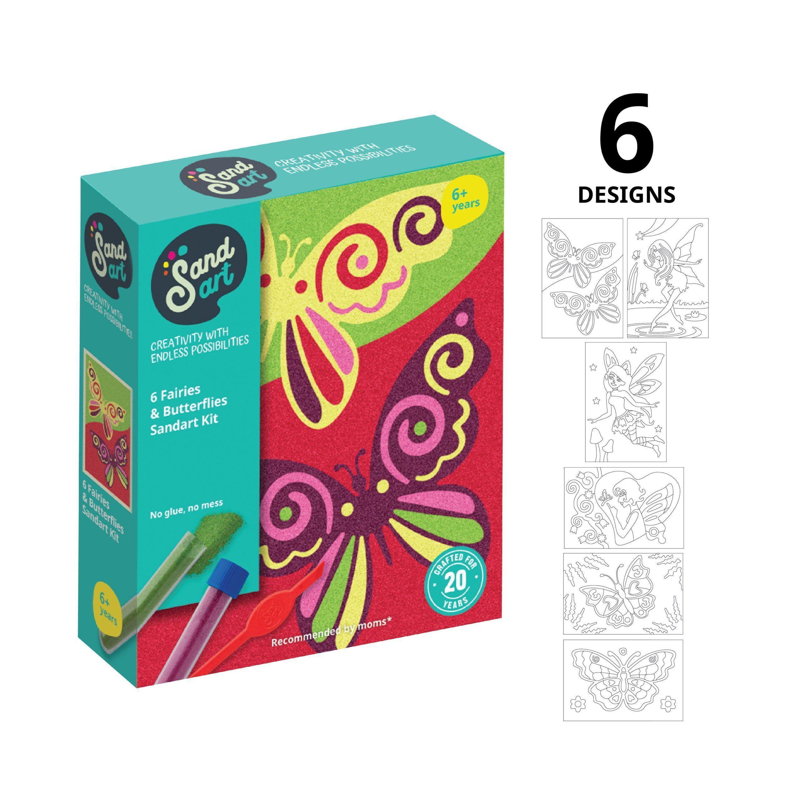 Sandart | Kit Arte con Arena Mariposas y Hadas 6 Diseños |  Manualidades Niños -2
