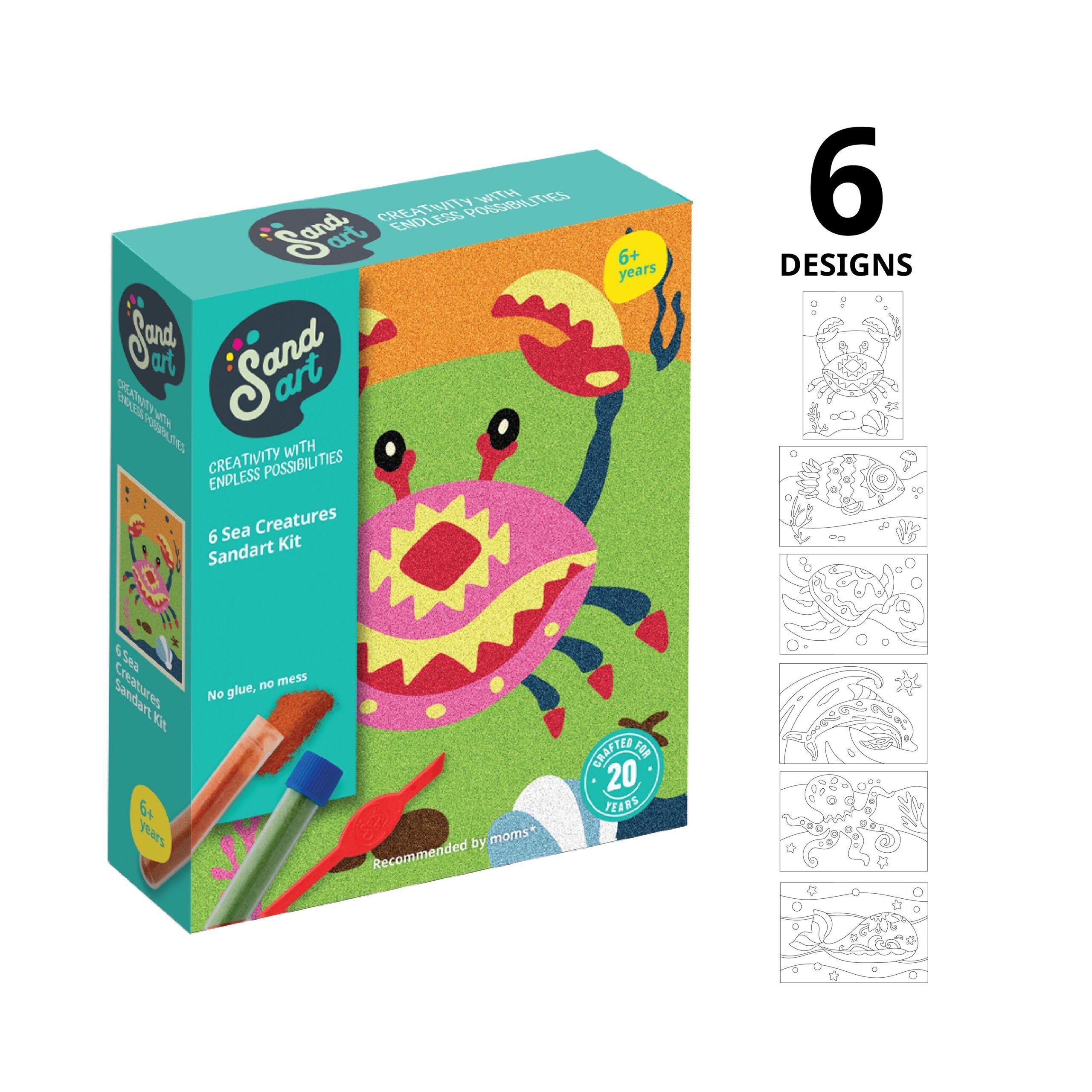Sandart | Kit Arte con Arena Criaturas del Mar 6 Diseños |Manualidades Niños-3