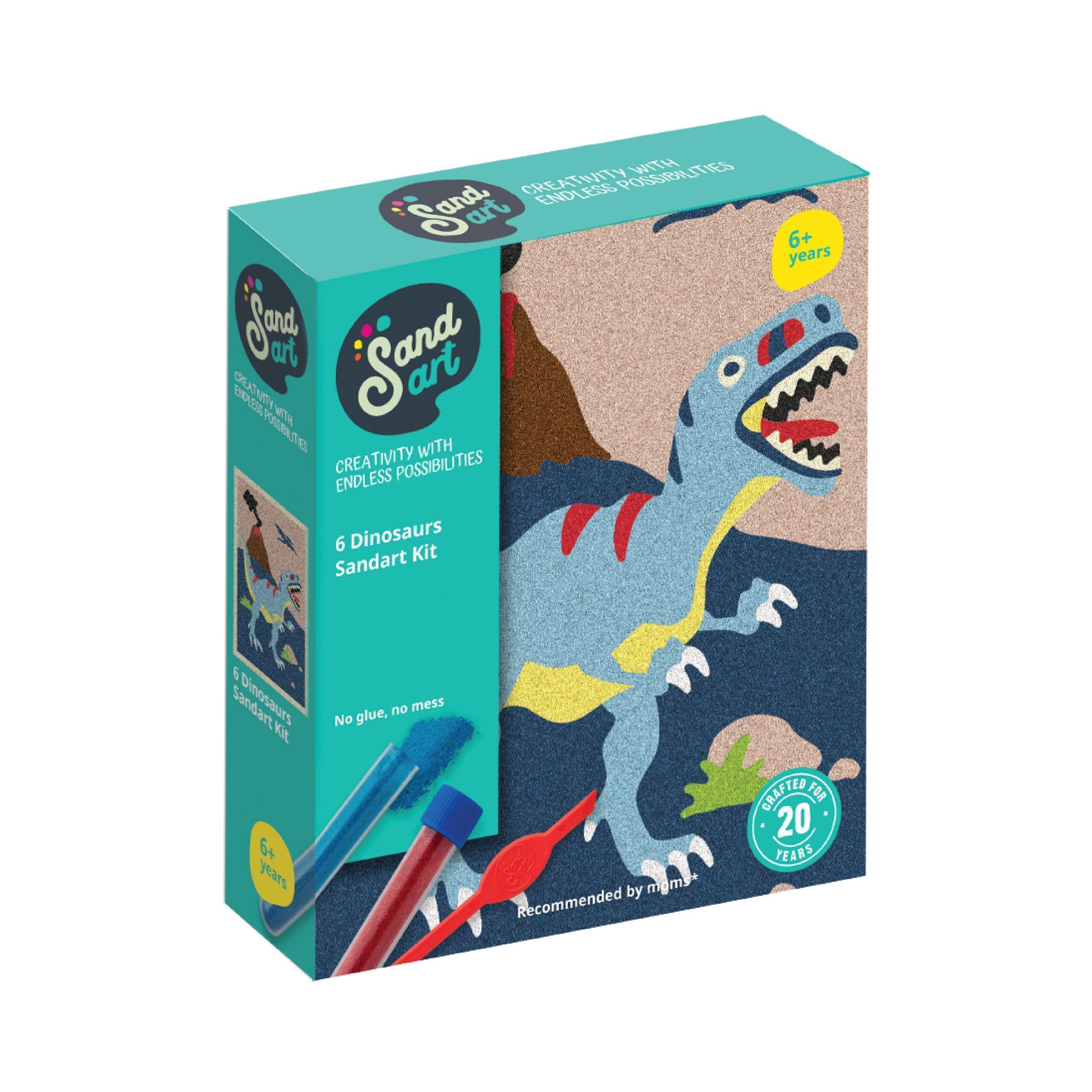Sandart | Kit Arte con Arena Dinosaurios y Dragones 6 Diseños | Manualidades-0