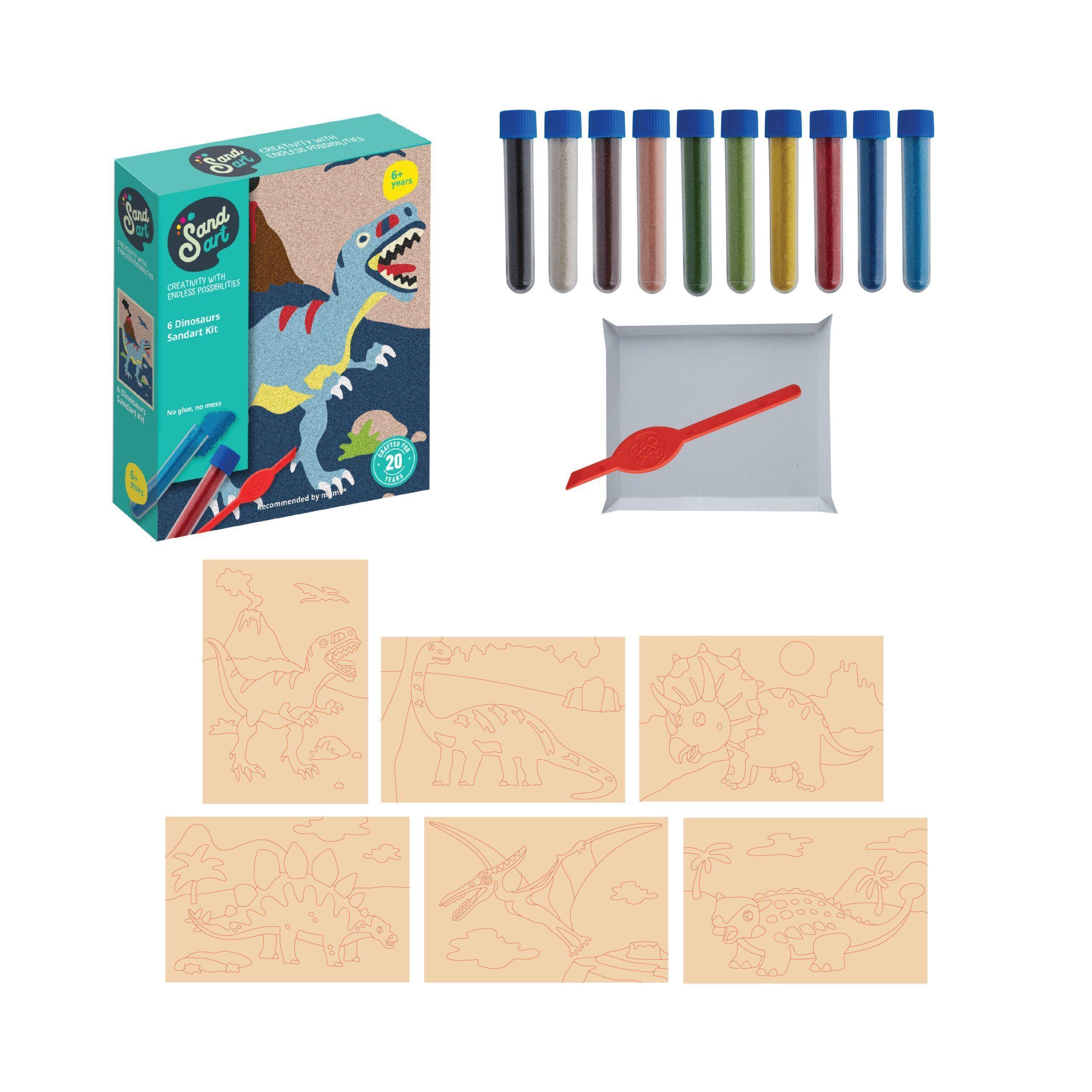 Sandart | Kit Arte con Arena Dinosaurios y Dragones 6 Diseños | Manualidades-1
