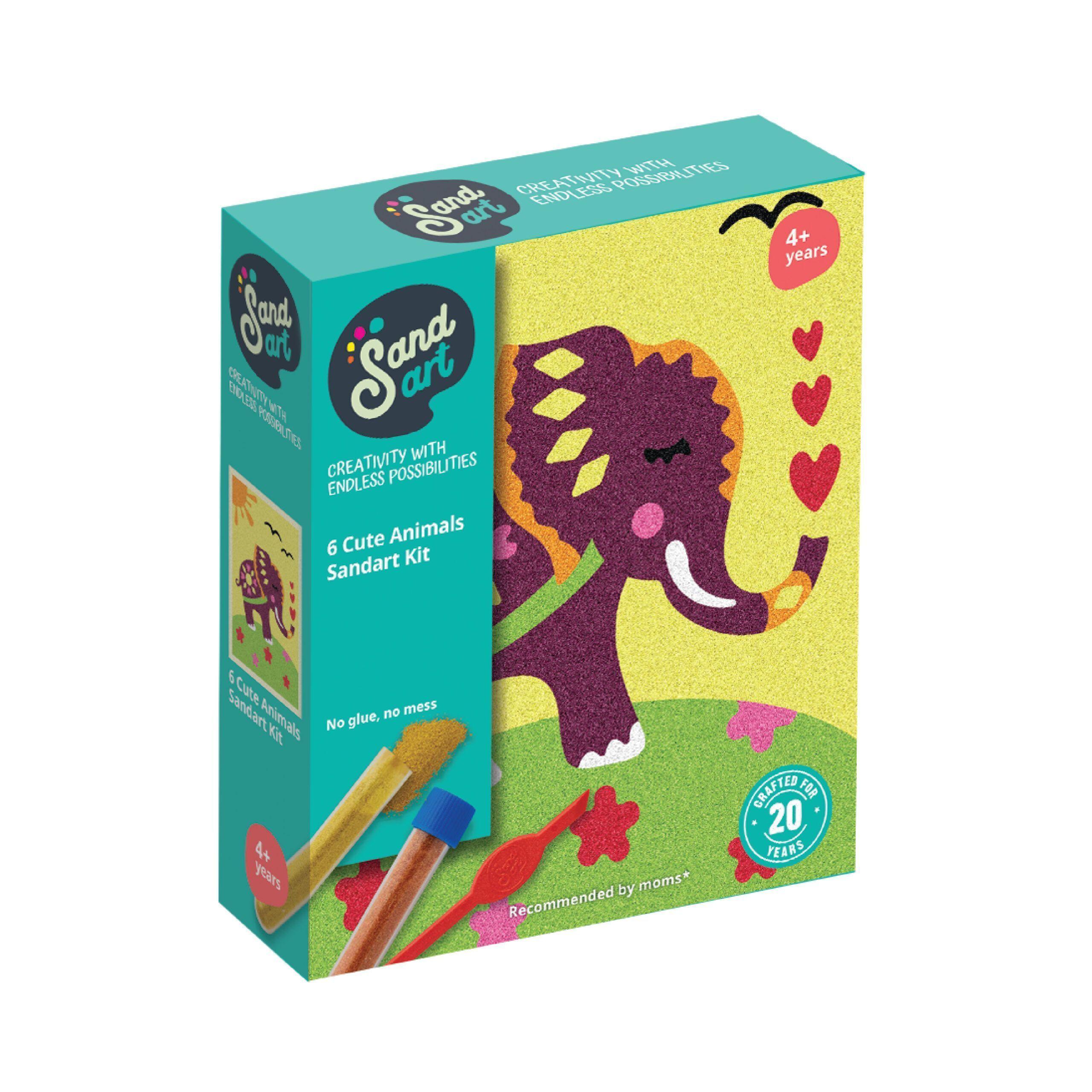 Sandart | Kit Arte con Arena Animales Tiernos 6 Diseños | Manualidades Niños-0