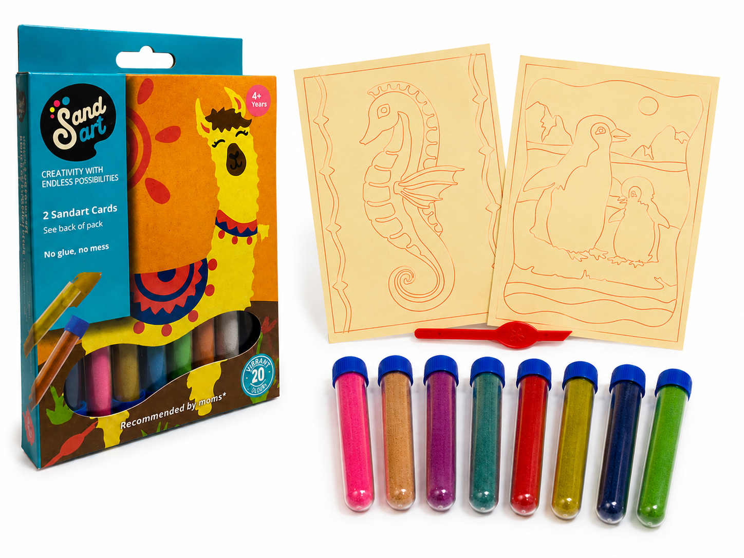 Sandart Kit Arte con Arena Pingüino y Caballito Manualidades Niños MP6-0
