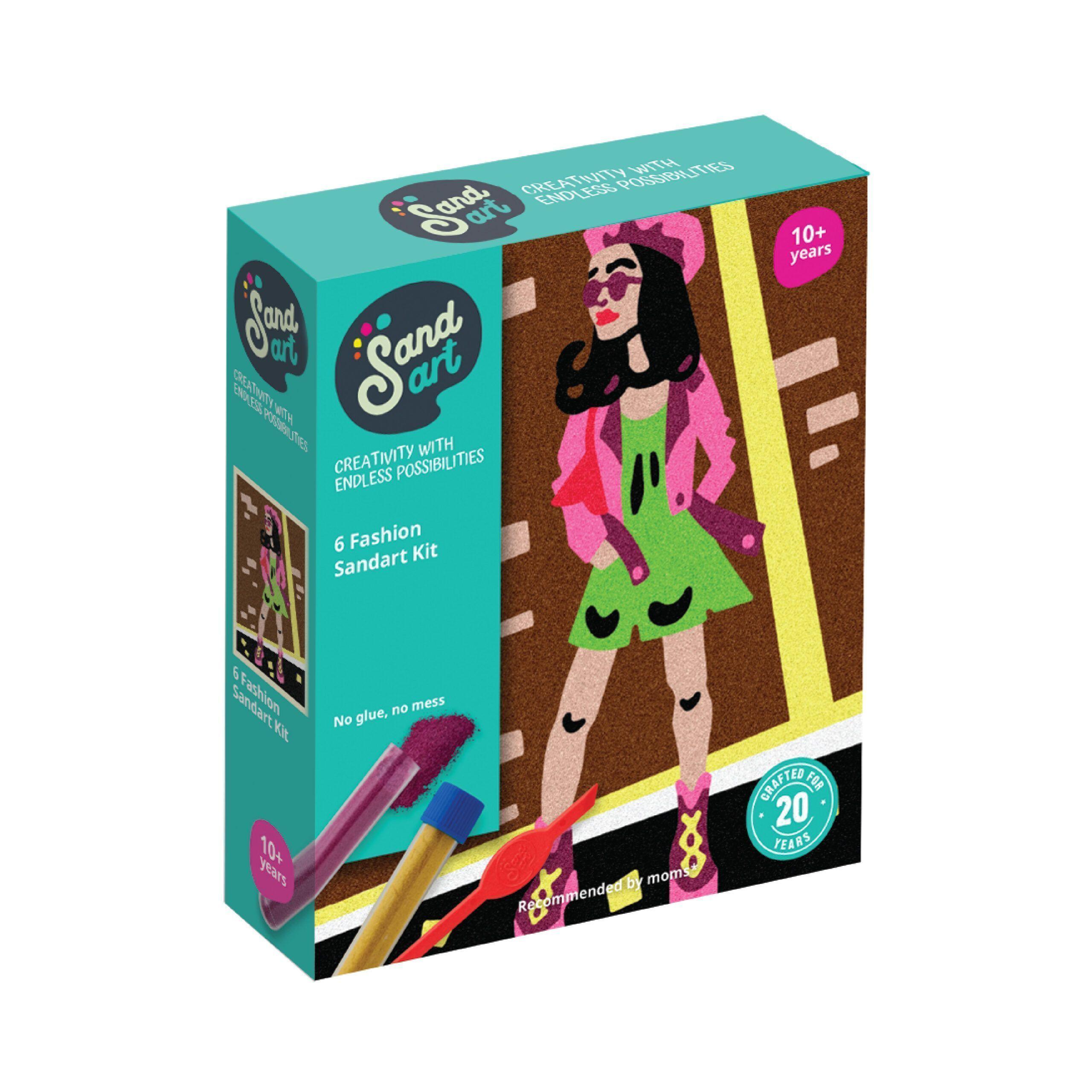 Sandart | Kit Arte con Arena Moda y Estilo 6 Diseños |  Manualidades Niños-0