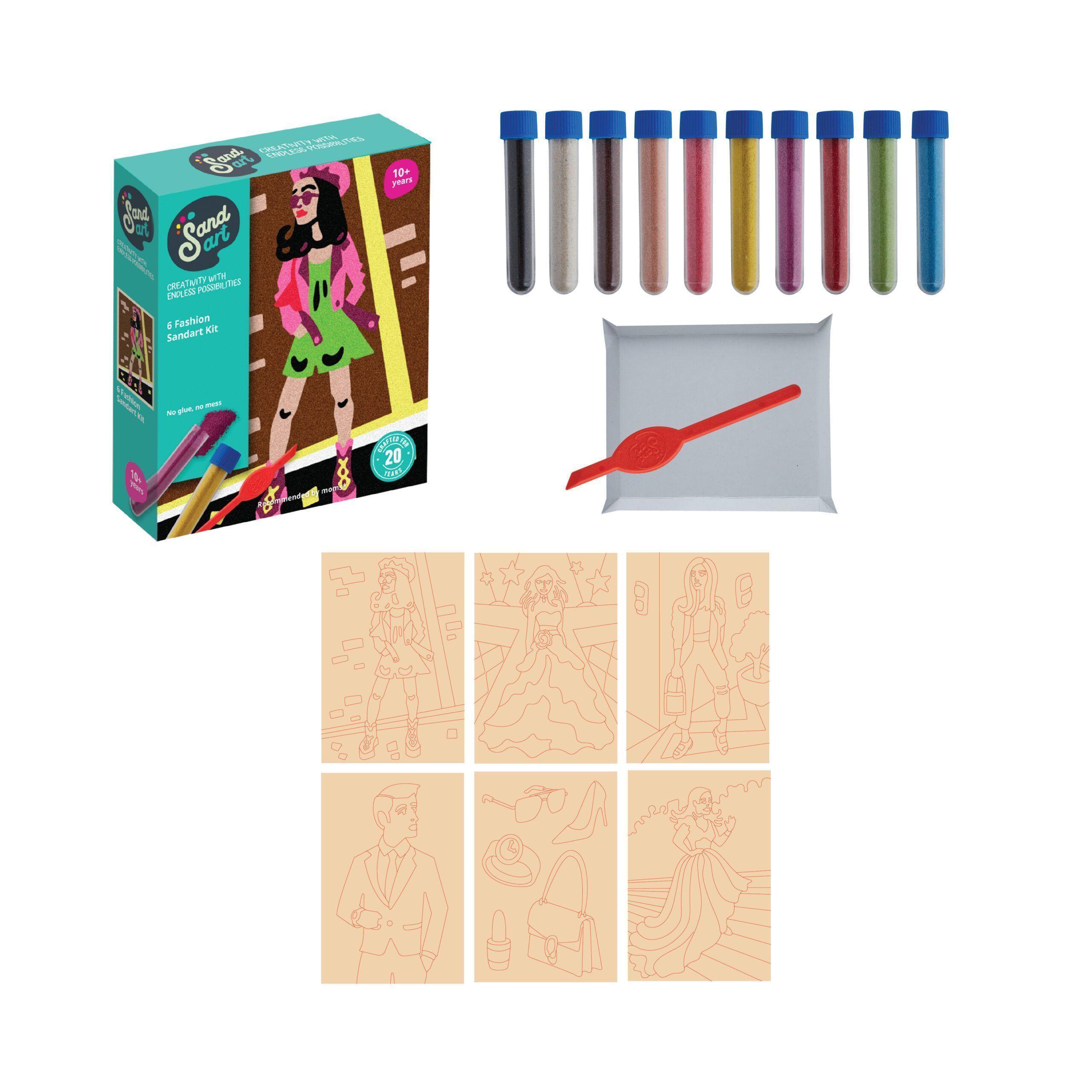 Sandart | Kit Arte con Arena Moda y Estilo 6 Diseños |  Manualidades Niños-1