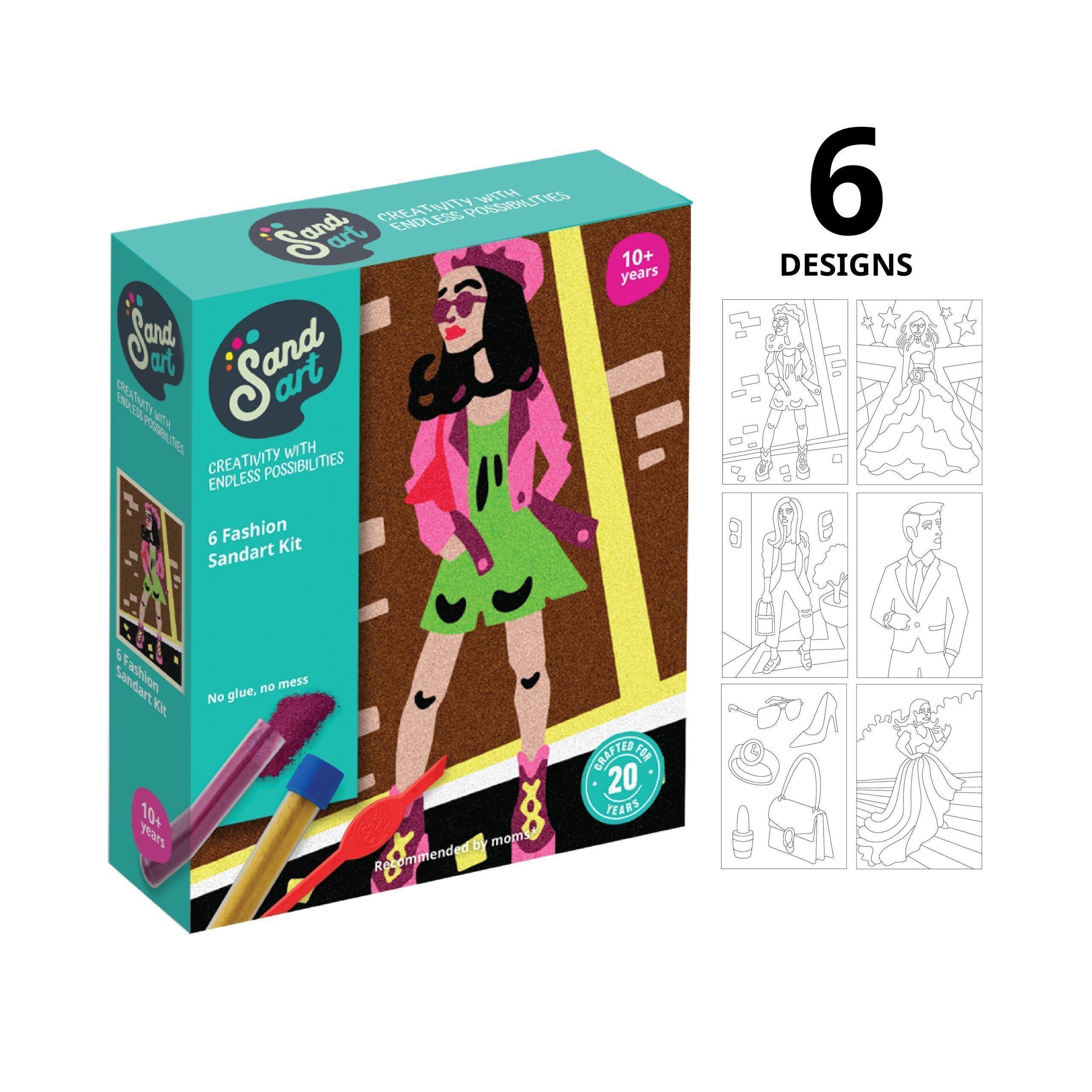 Sandart | Kit Arte con Arena Moda y Estilo 6 Diseños |  Manualidades Niños-2