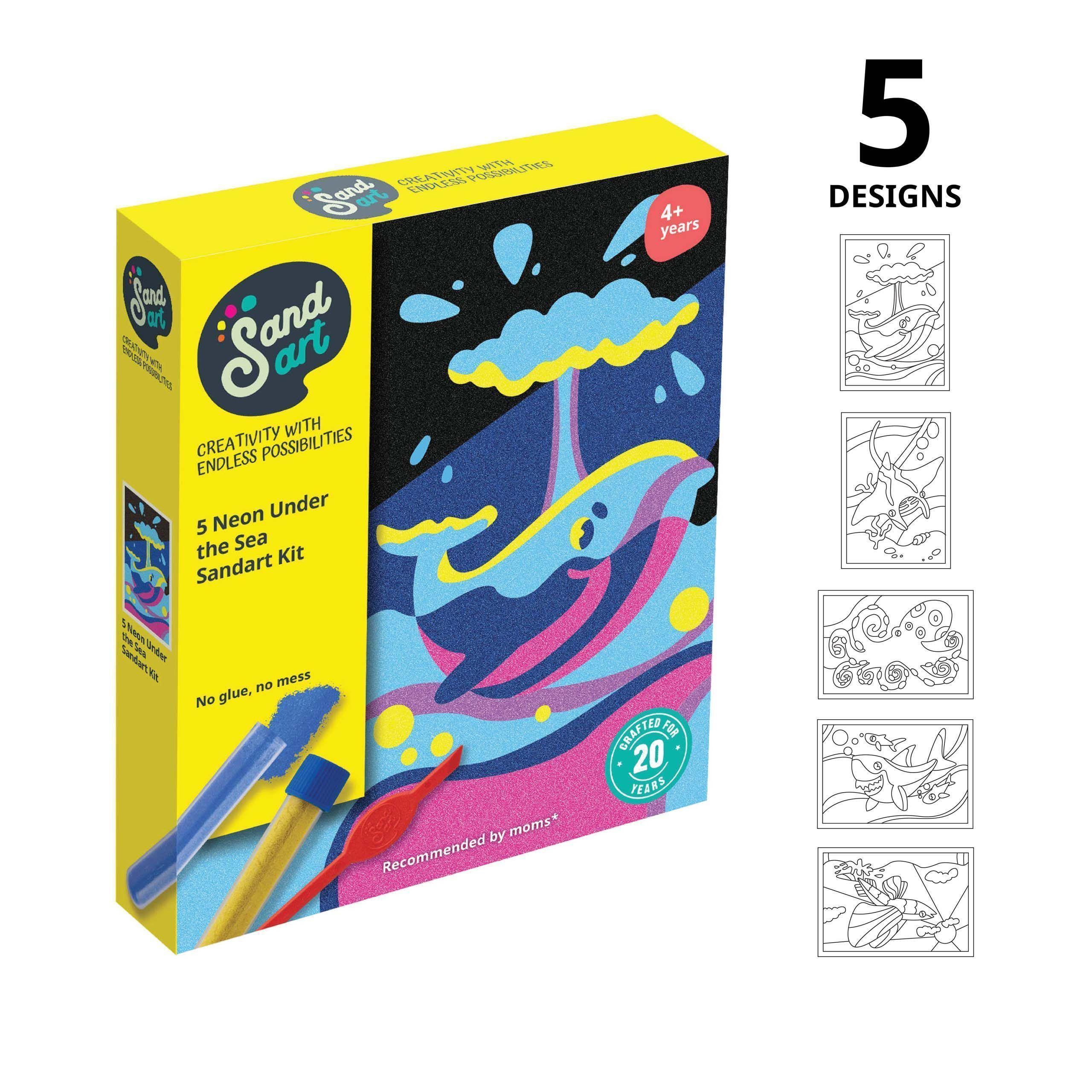 Sandart | Kit Arte con Arena Neon Bajo el Mar Colores Fluorescentes | Manualidad-2