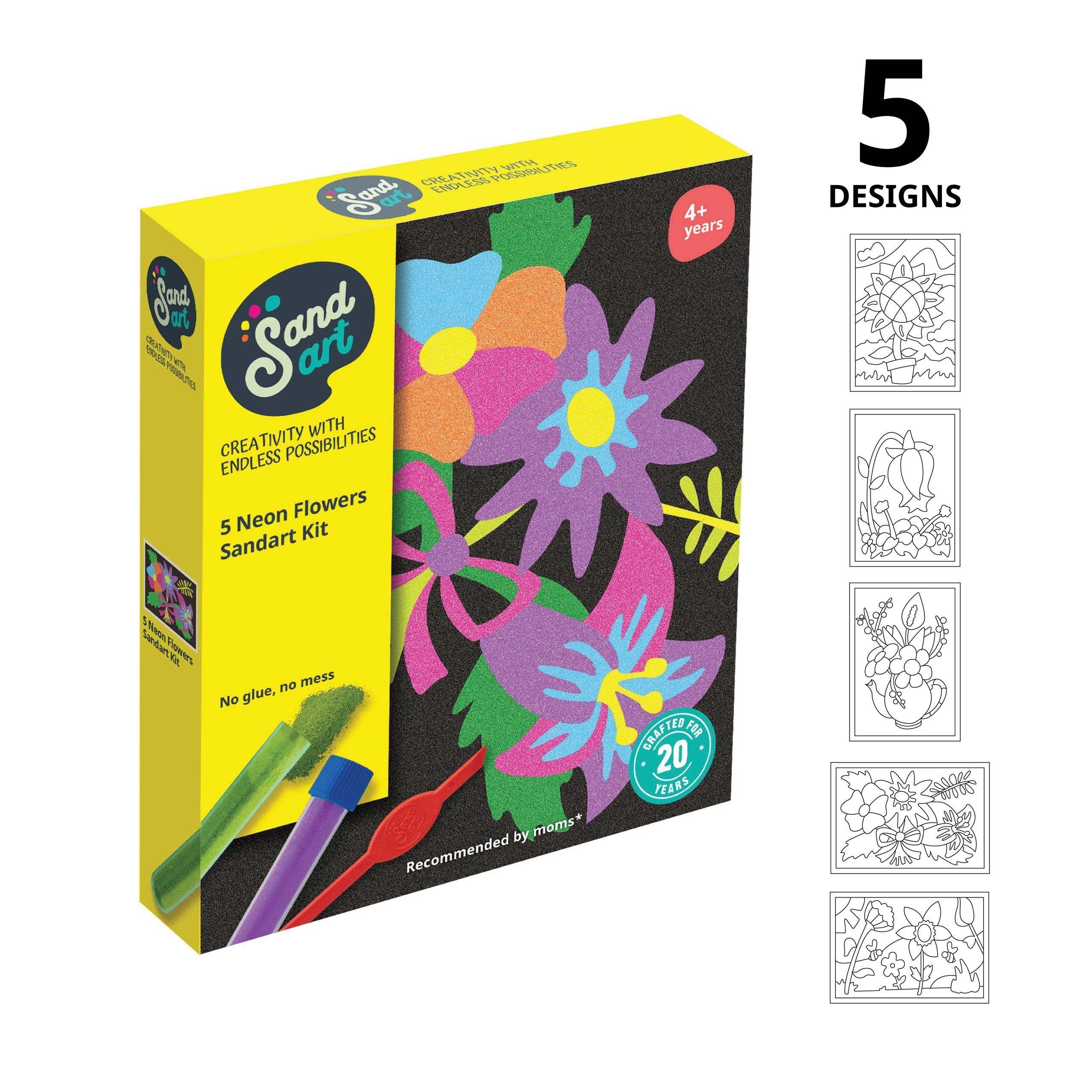 Sandart | Kit Arte con Arena Neon Flores Colores Fluorescentes | Manualidades-2