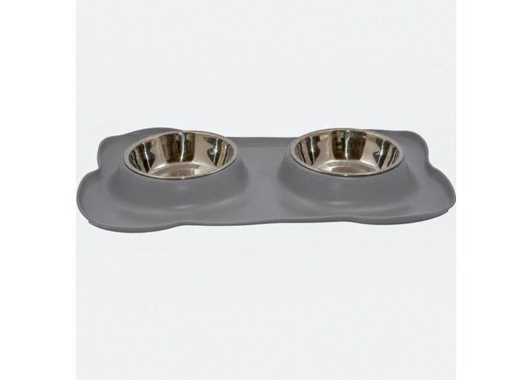 Plato doble de silicona y acero inoxidable GRIS-2