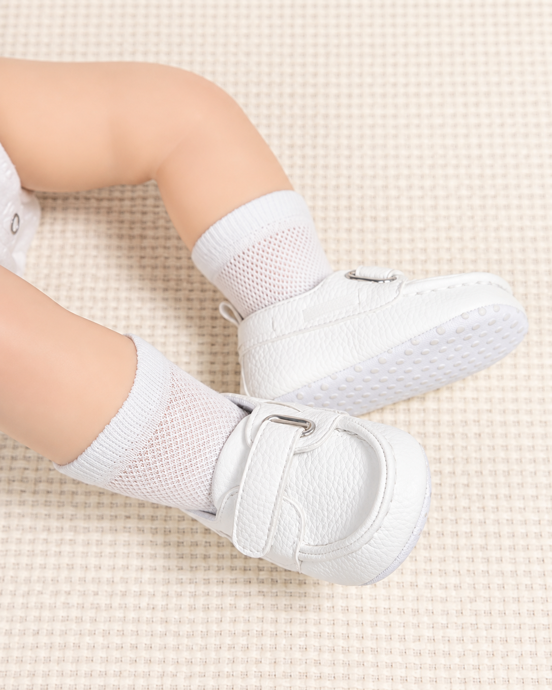Mocasines para beb con cierre velcro 0 6 meses 11 cm blanco-2